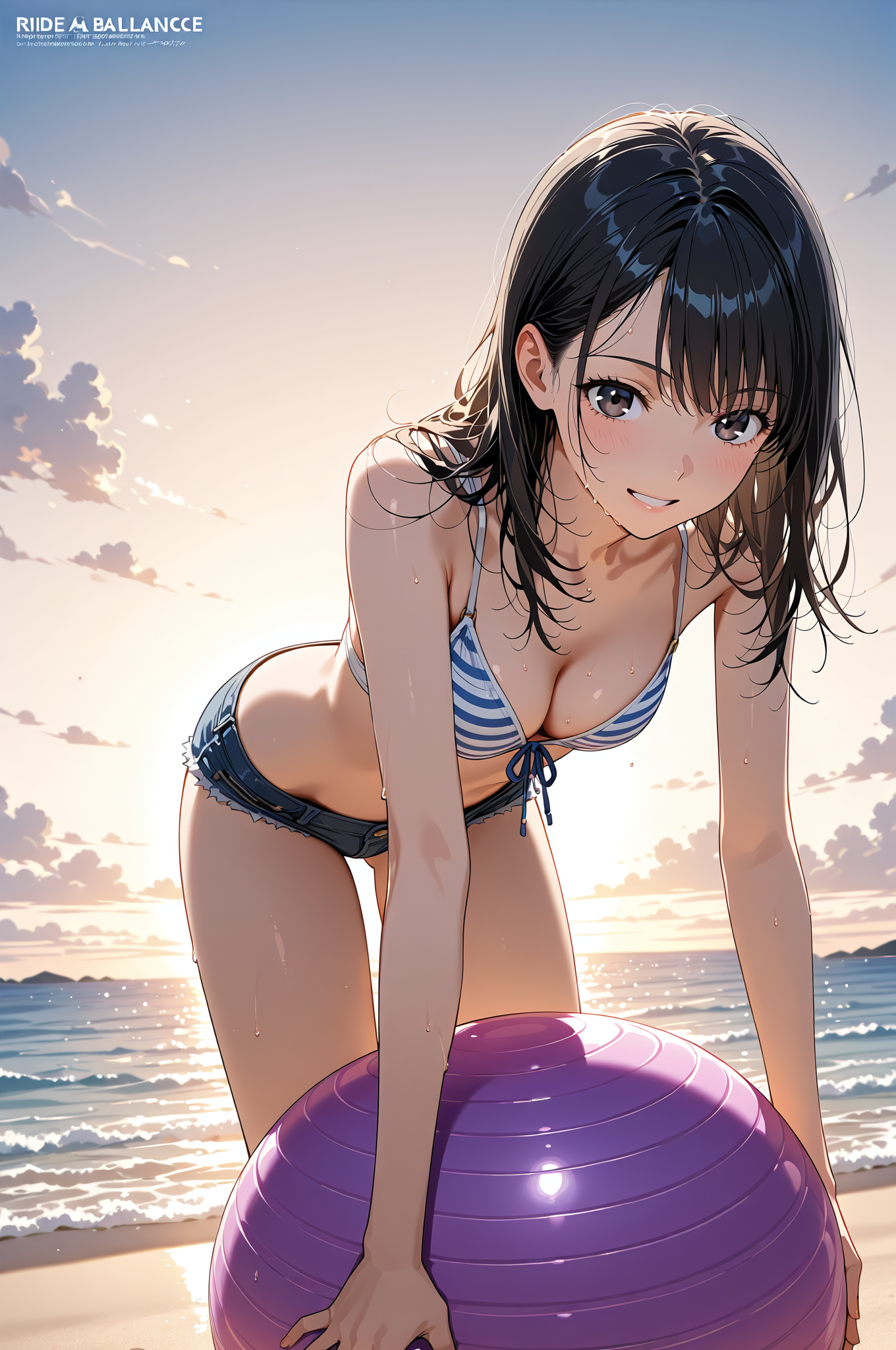 夏の海辺で笑顔のポートレート #美少女 #水着 #屋外
