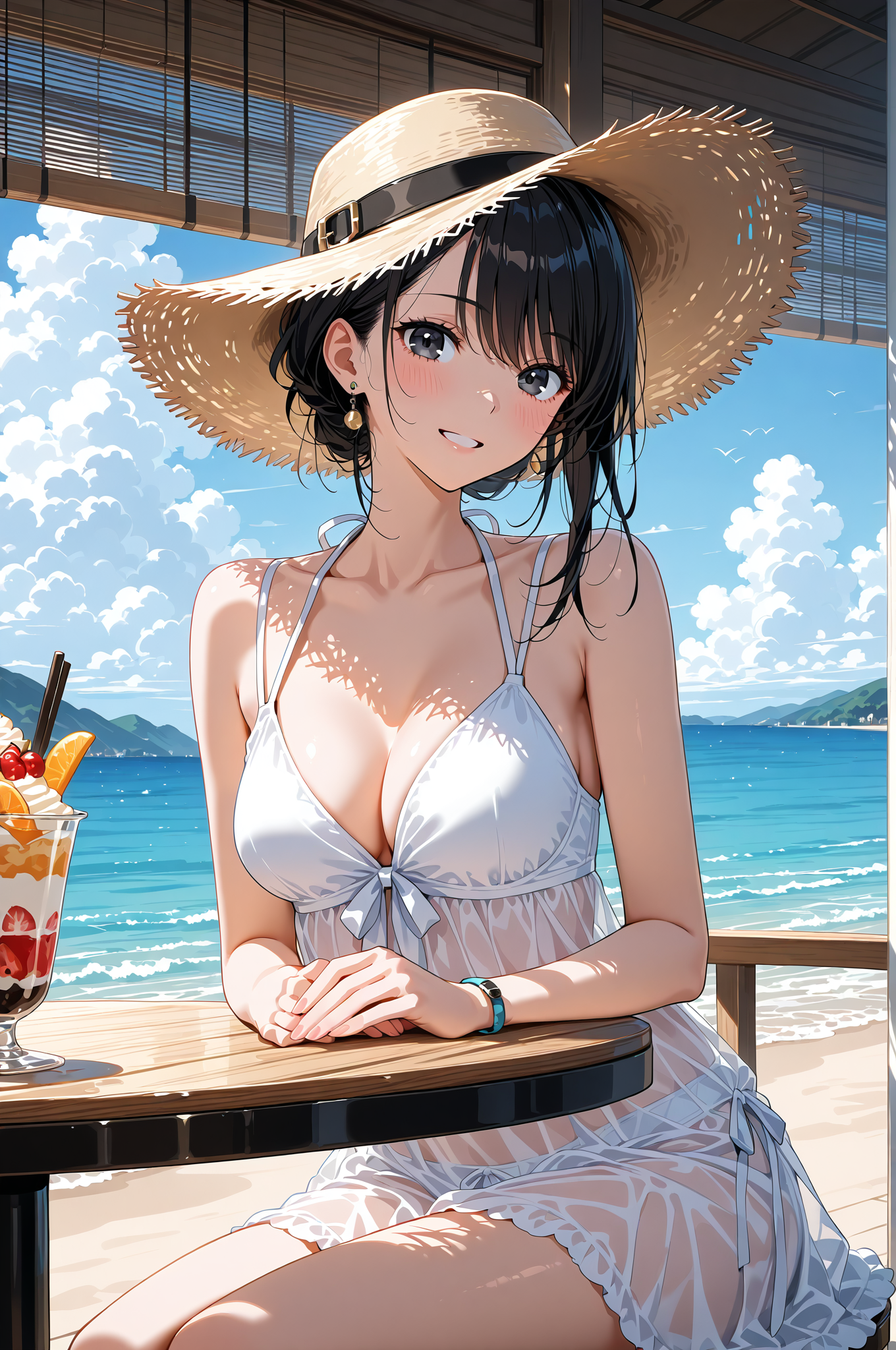麦わら帽子のビーチポートレート #美少女 #ファッション #帽子