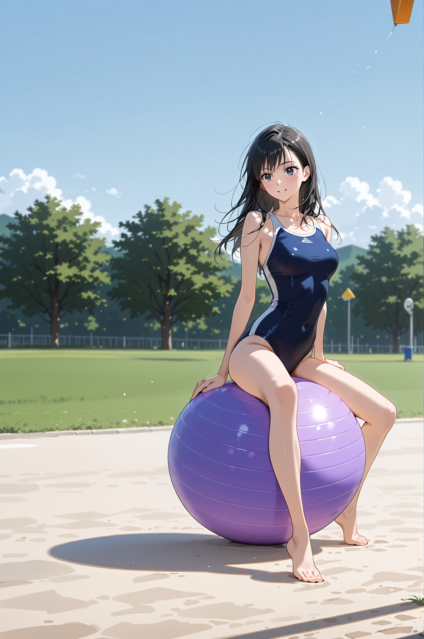 青空の下、遊び場での爽やかなポートレート #美少女 #屋外 #夏