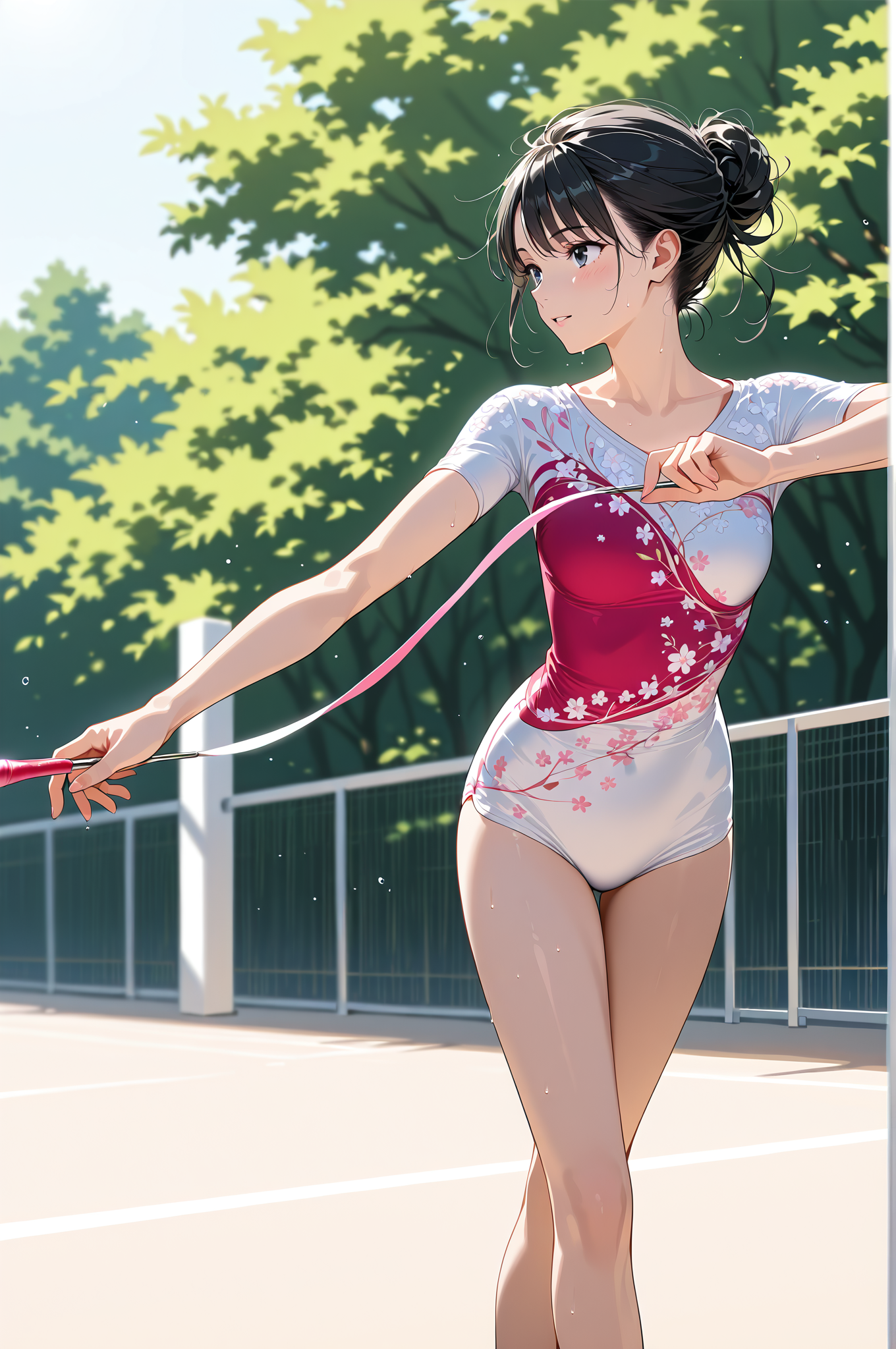 夏の木漏れ日の中でリボン舞う少女 #美少女 #屋外 #ダンス