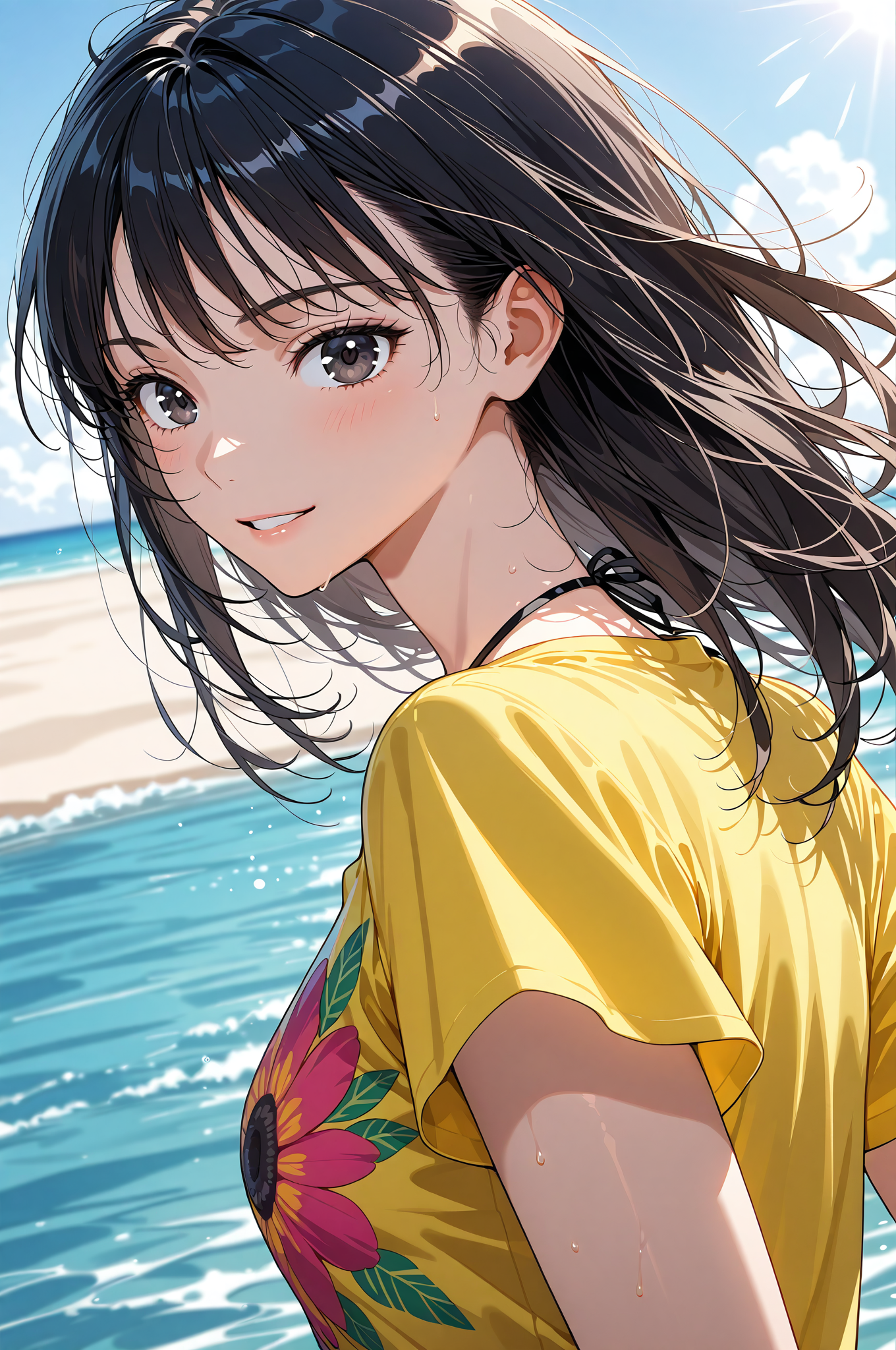 黄色いシャツの笑顔ポートレート #美少女 #アニメ調 #笑顔
