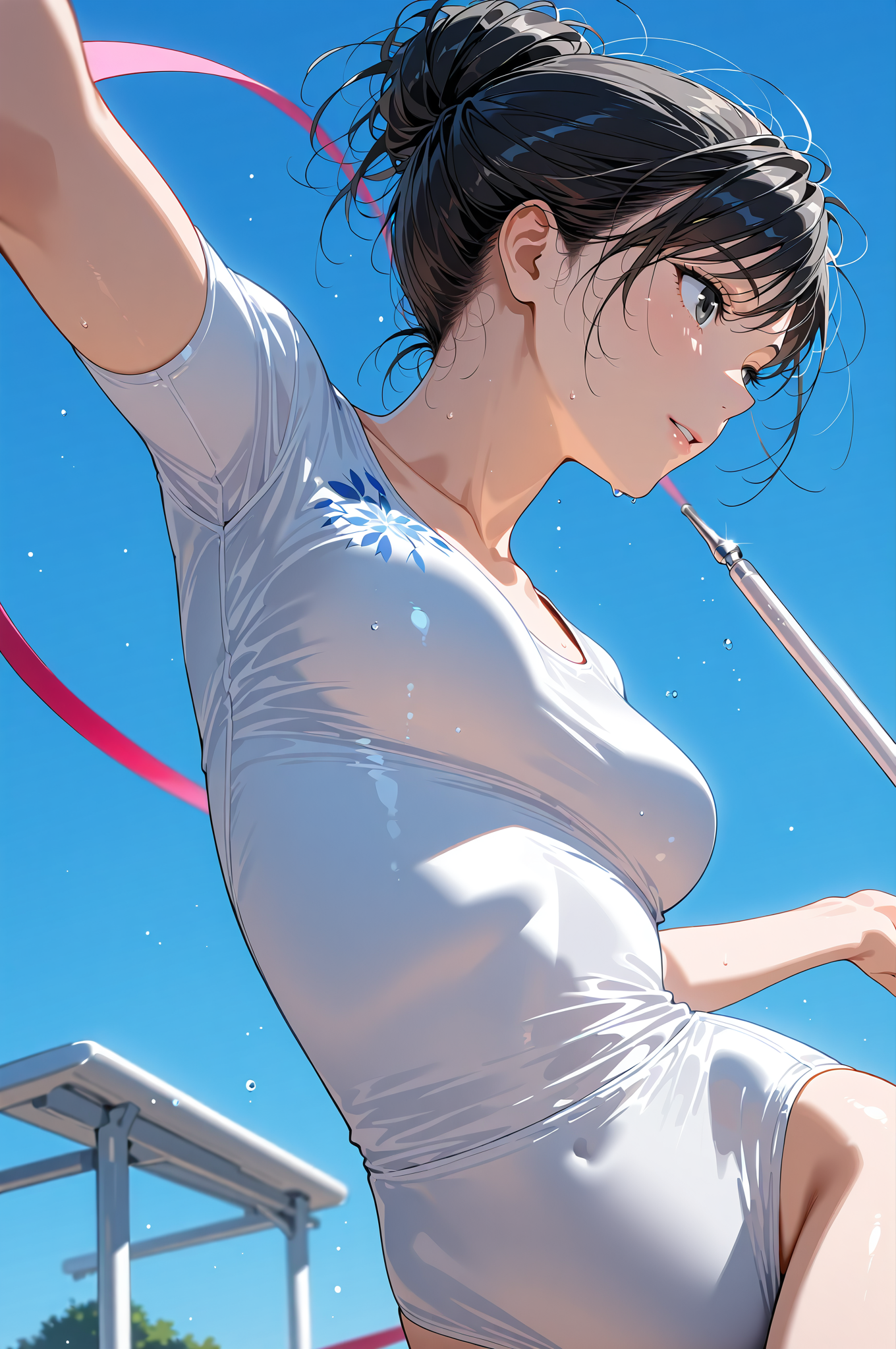 青空の下、髪を揺らす笑顔のポートレート #美少女 #屋外 #空