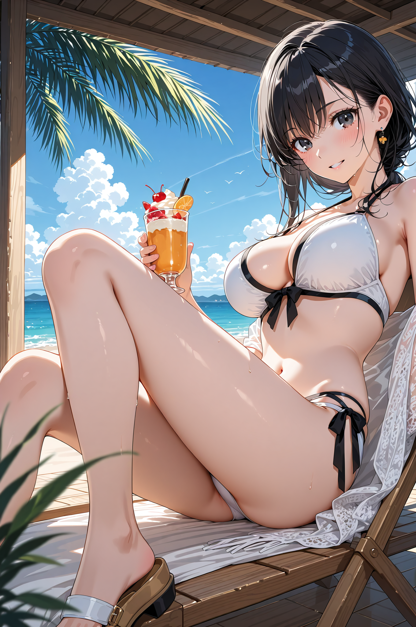 ビーチリゾートのアニメ調ポートレート #アニメ #美少女 #かわいい