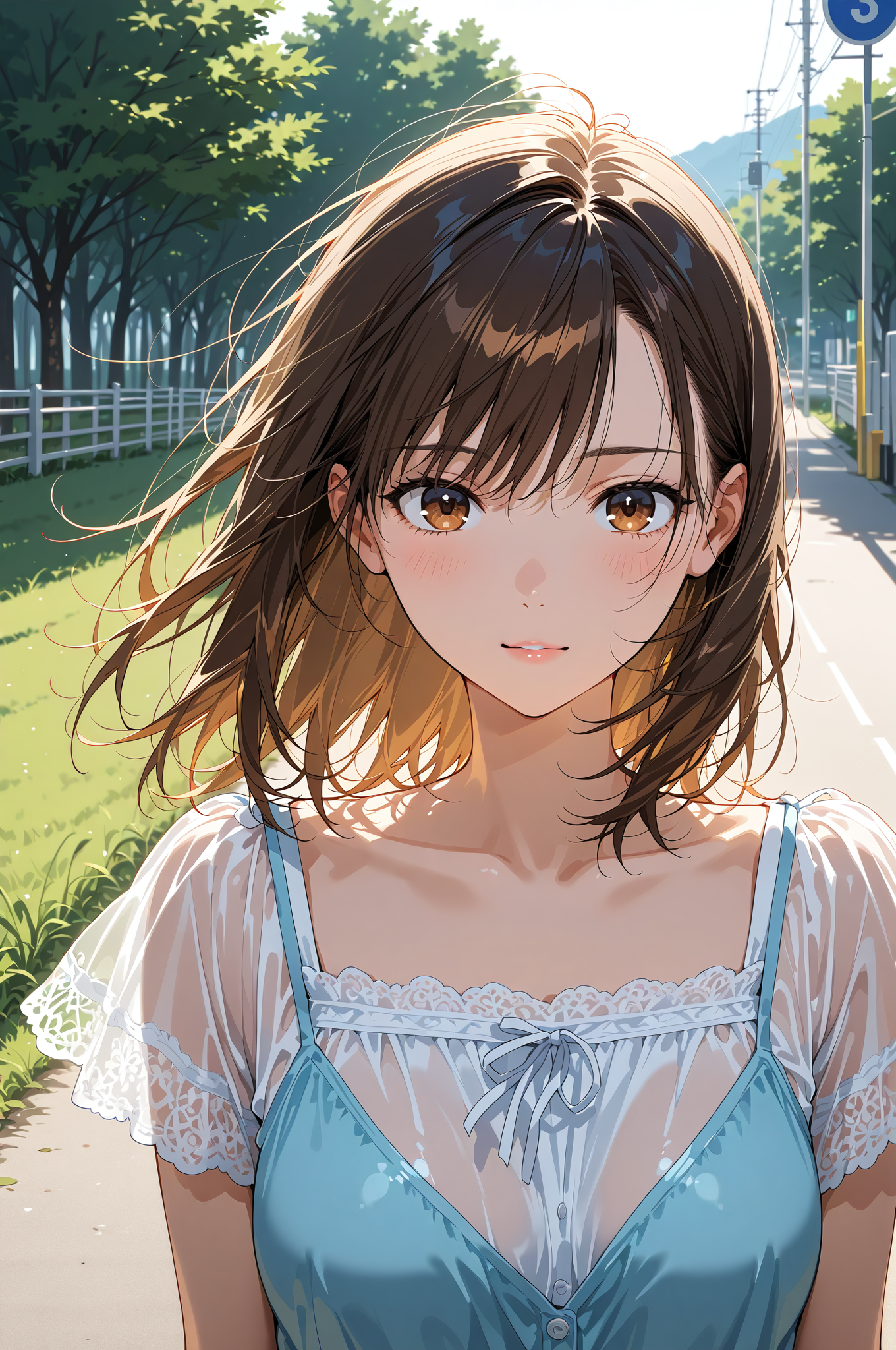 緑の並木道で微笑む少女ポートレート #美少女 #アニメ #屋外