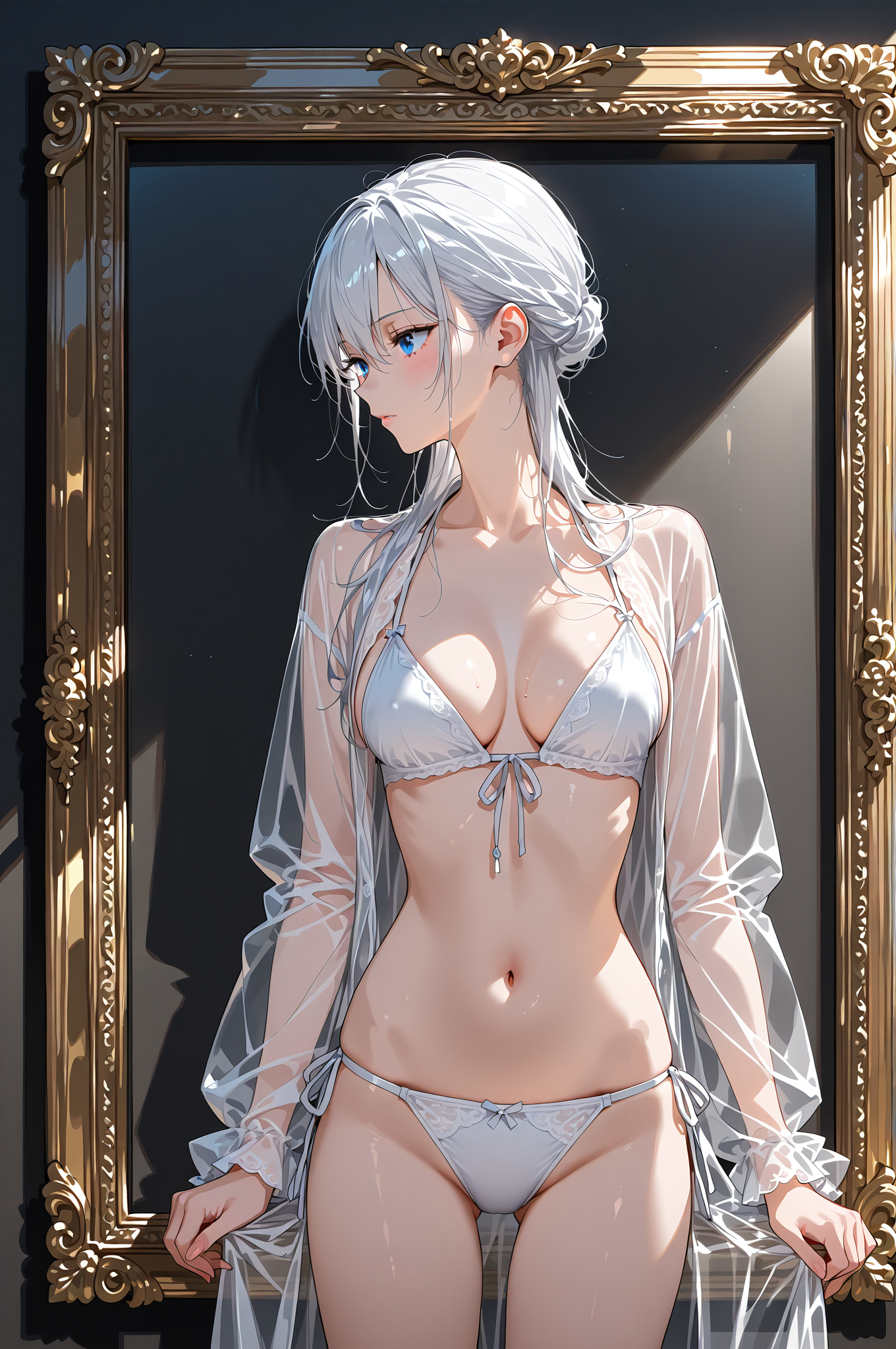 白髪の清楚なアニメ調ポートレート #美少女 #笑顔 #清楚