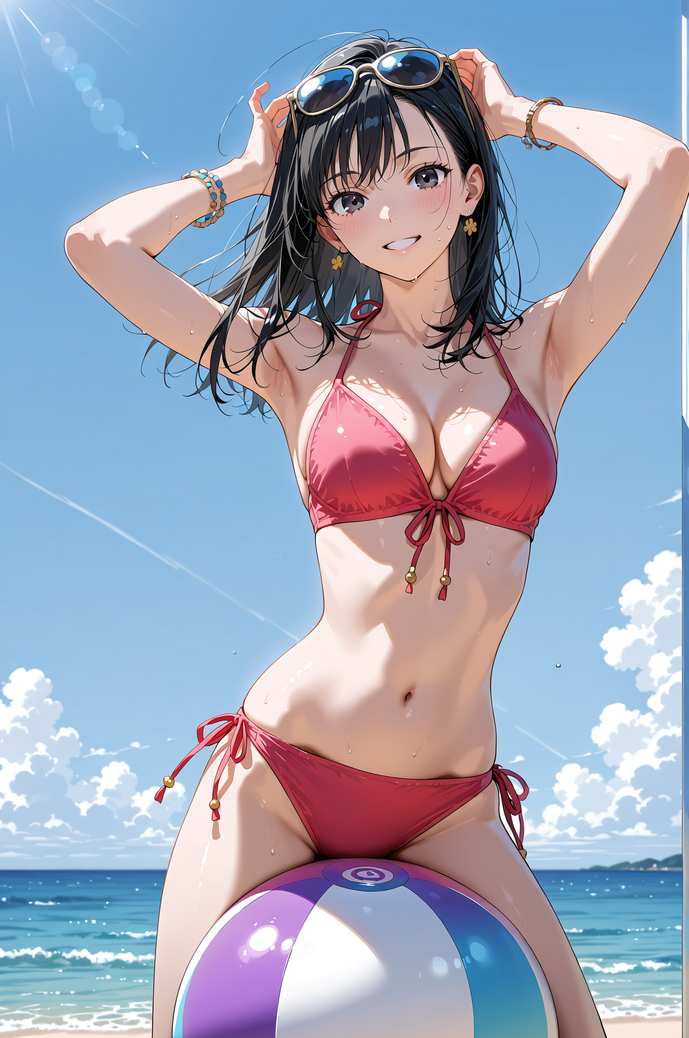 夏の青空ビーチポートレート #美少女 #水着 #屋外