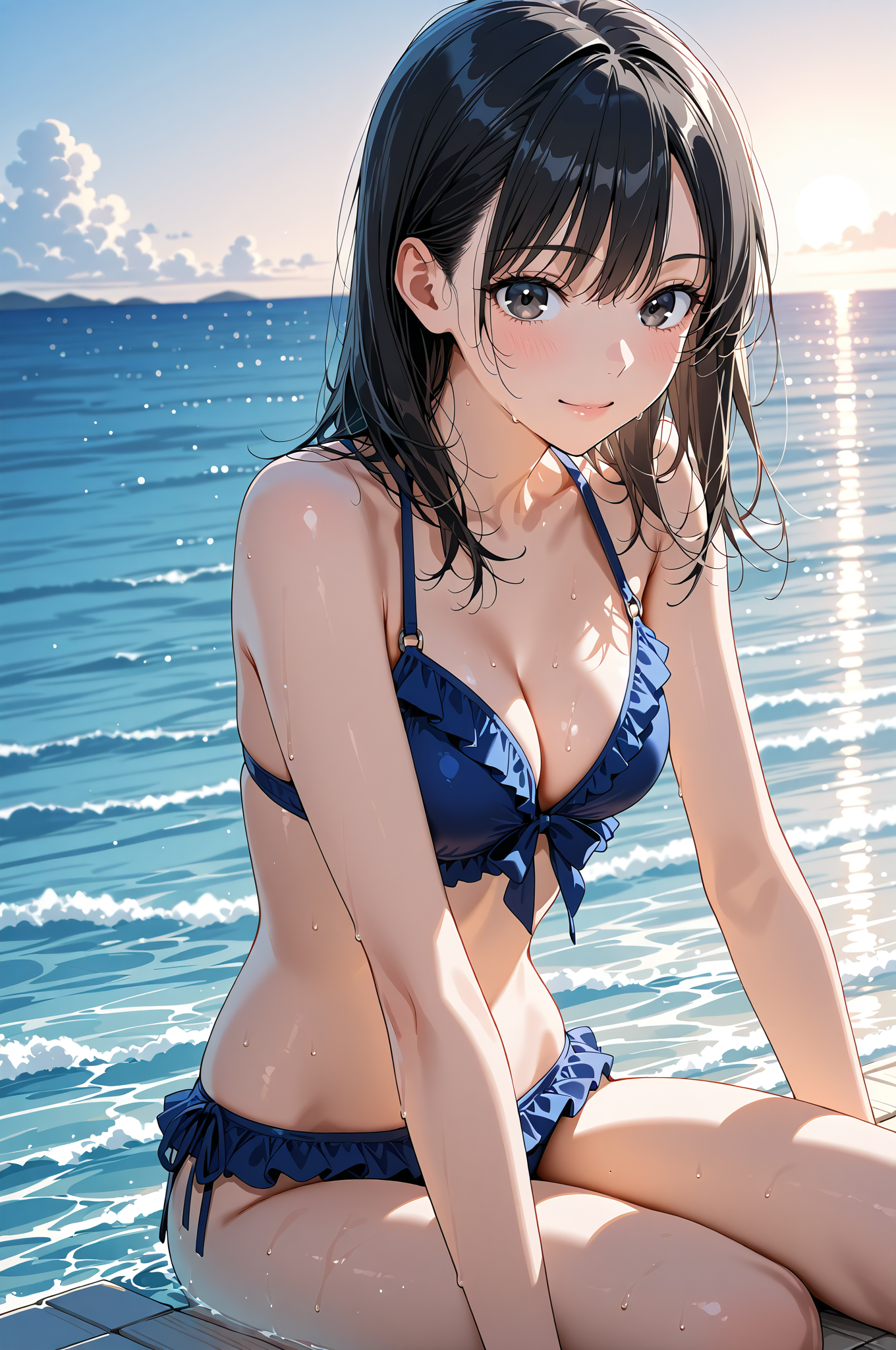 海辺の笑顔ポートレート #美少女 #アニメ #屋外