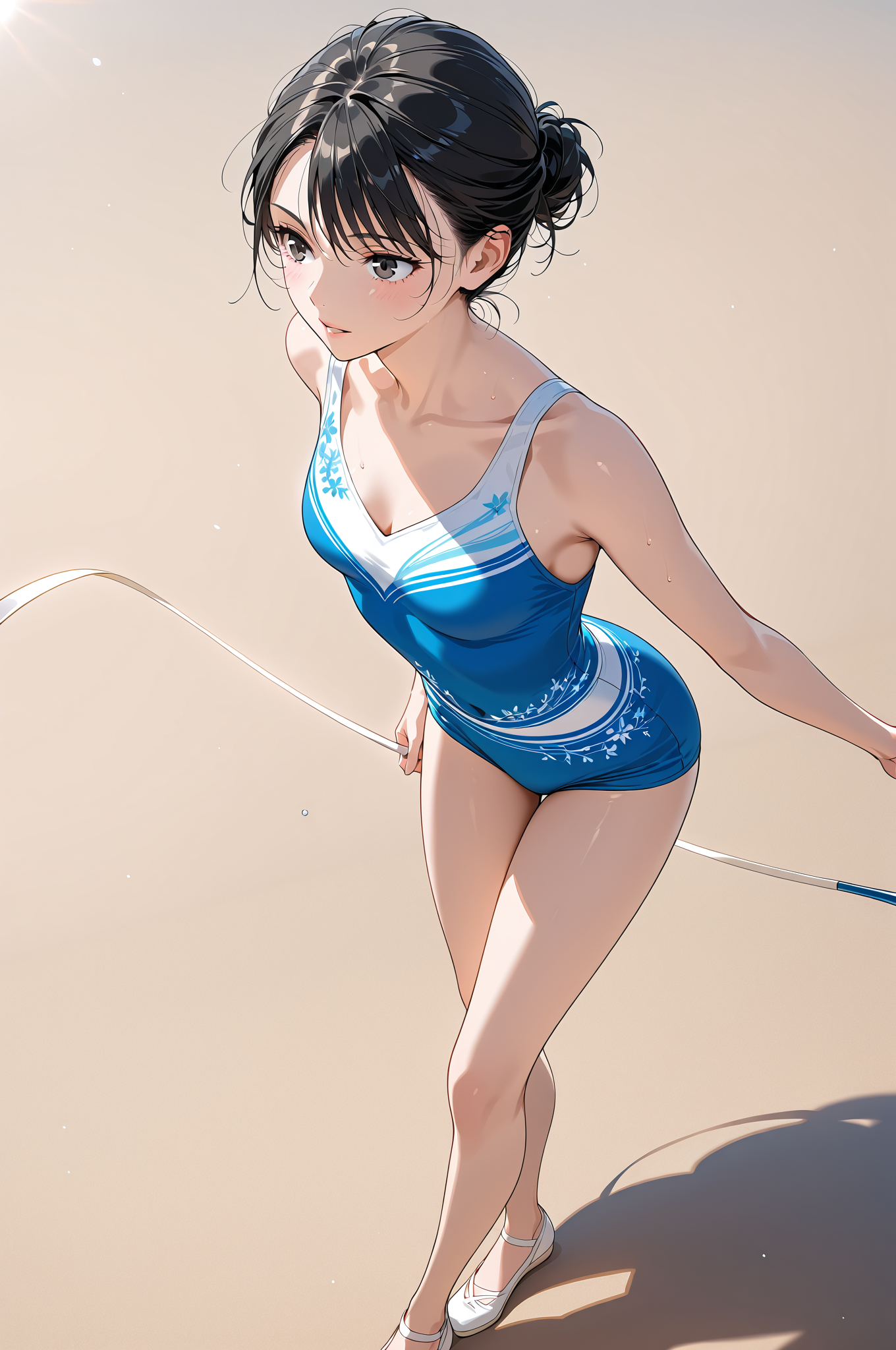 青いスポーツウェアの笑顔ポートレート #美少女 #笑顔 #アニメ調