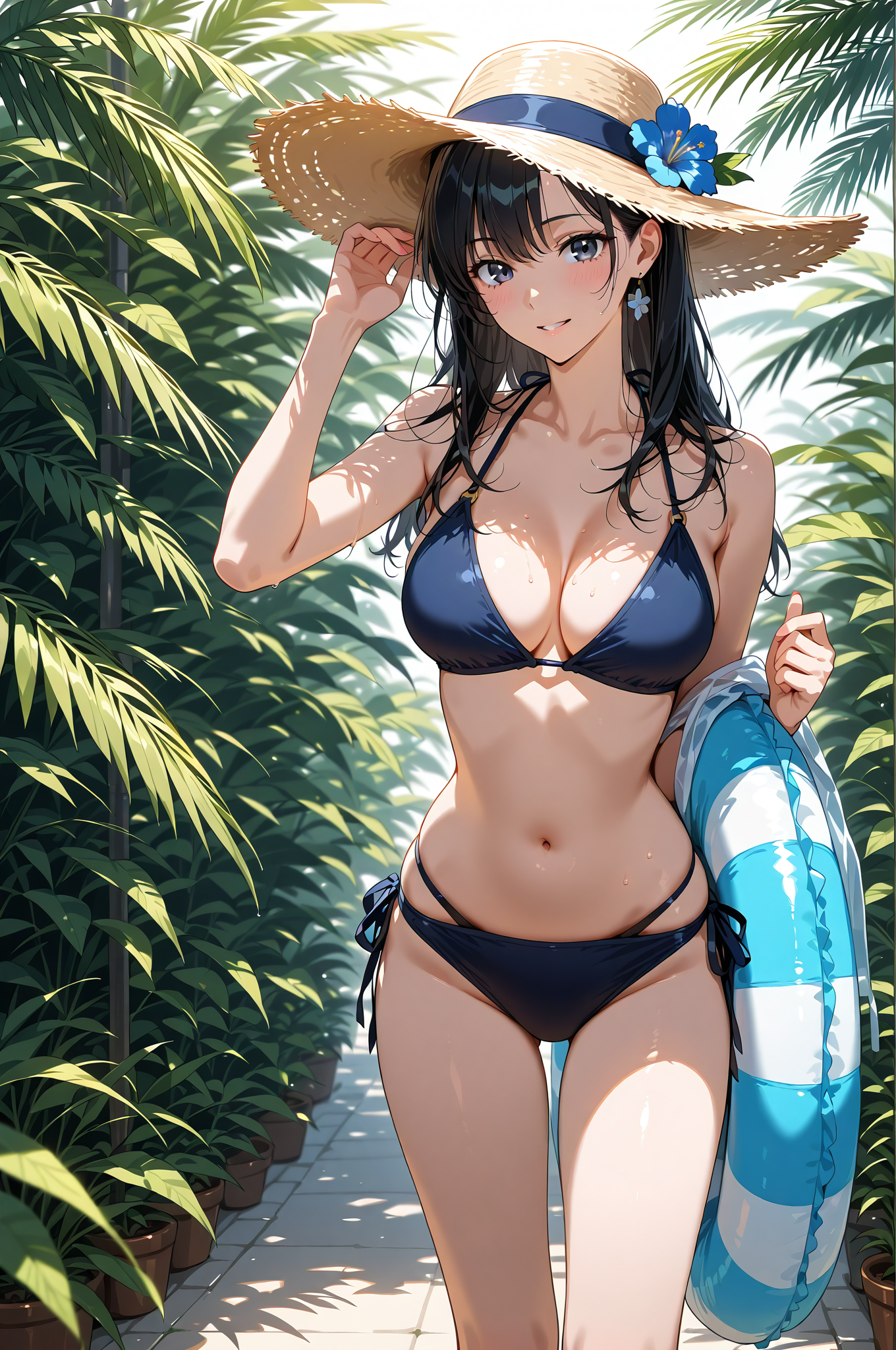 麦わら帽子と青い水着の夏ポートレート #美少女 #水着 #屋外