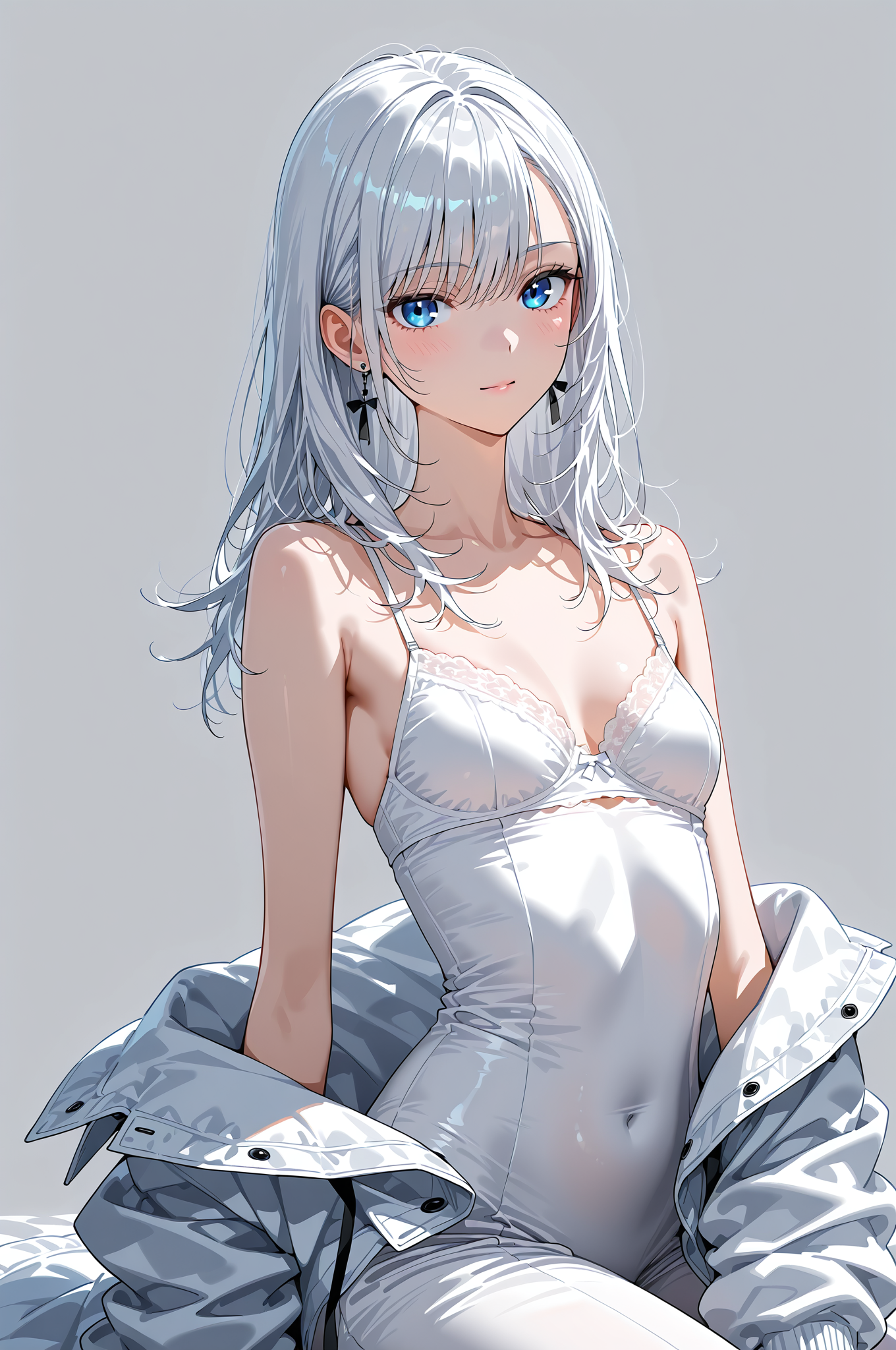 澄んだ瞳の銀髪美少女ポートレート #美少女 #アニメ調 #かわいい