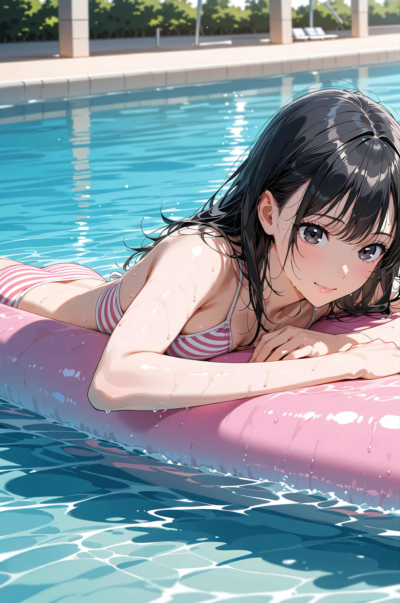 プールサイドでのリラックスタイム #美少女 #水着 #屋外