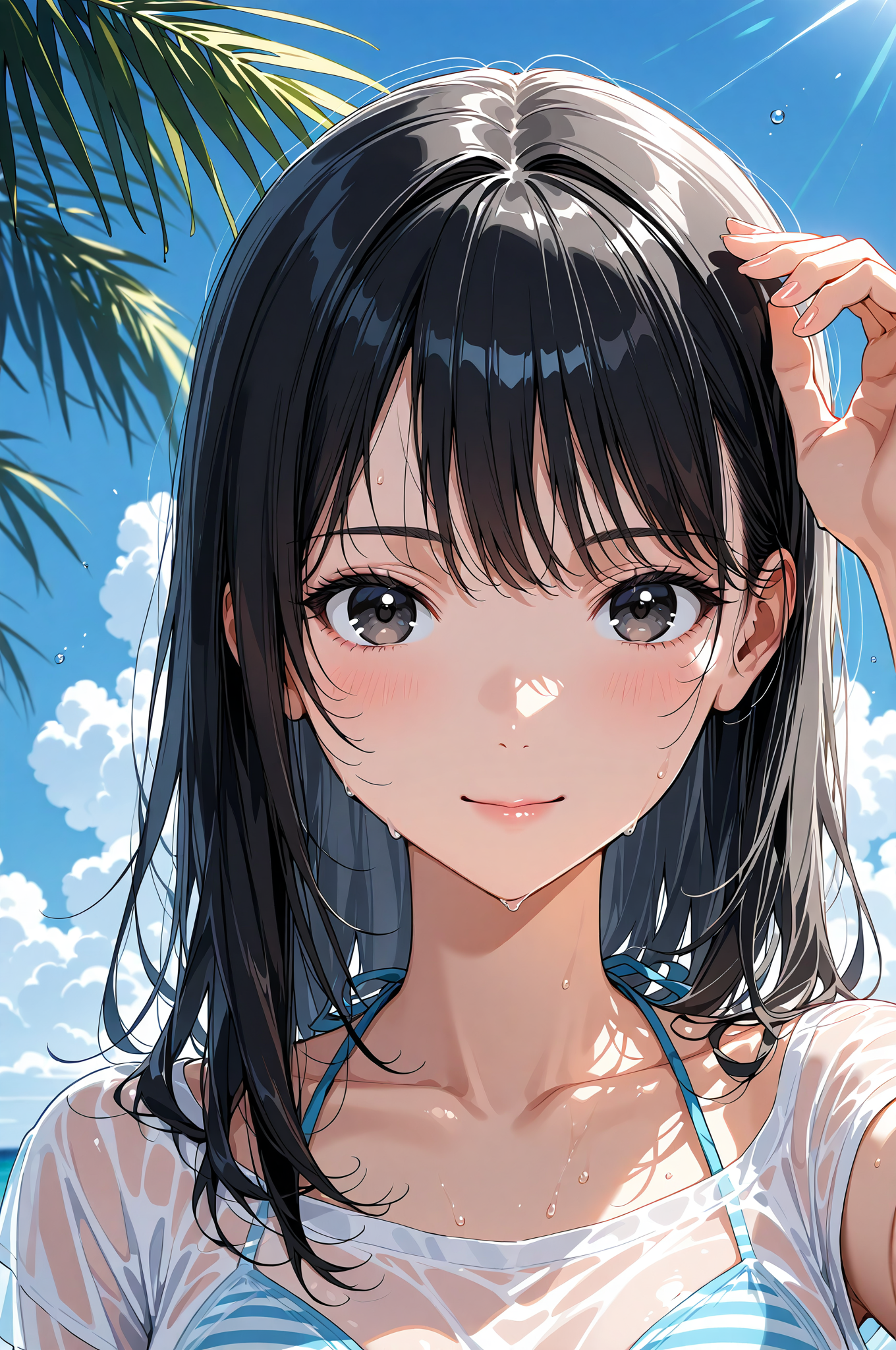 夏空のポートレート、黒髪の少女 #アニメ #漫画 #美少女