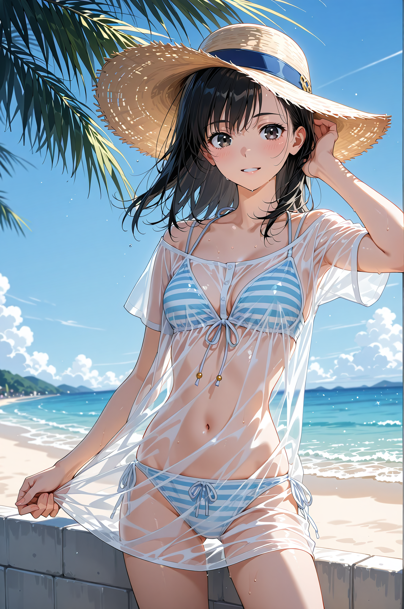 麦わら帽子の美少女が過ごす夏の海辺 #美少女 #屋外 #帽子