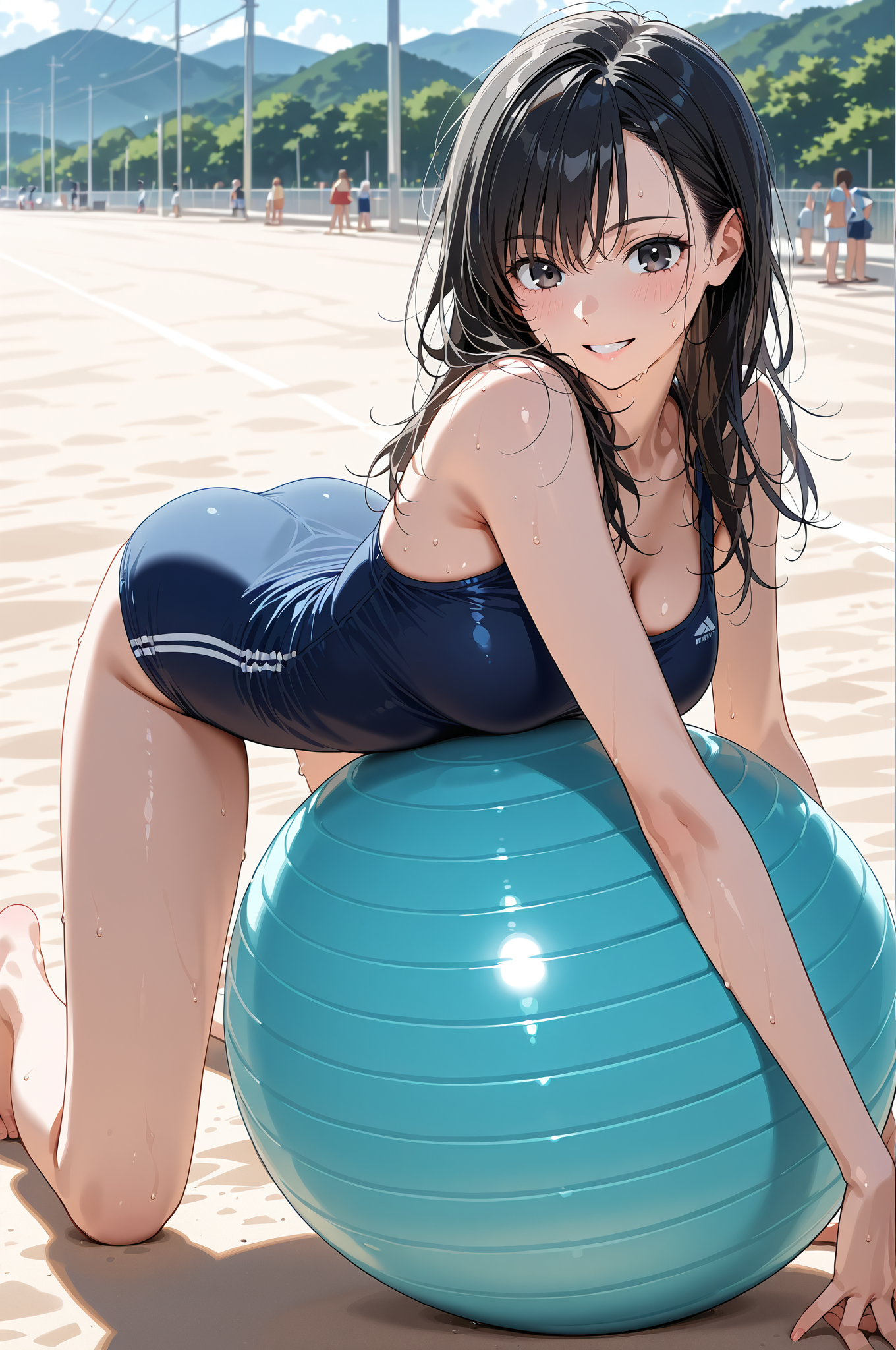 夏の屋外で爽やかに笑う黒髪の女の子 #美少女 #屋外 #清楚