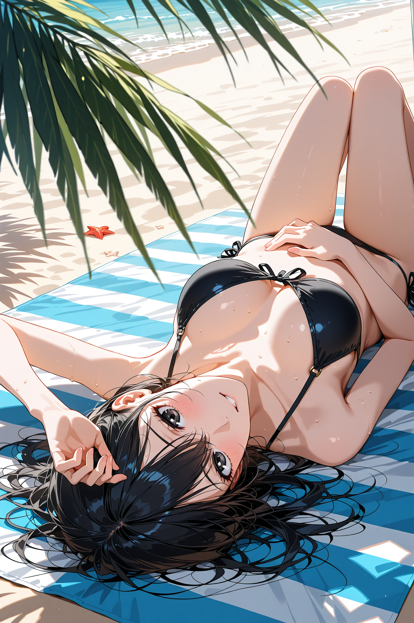 黒髪美少女の夏のビーチポートレート #水着 #泳ぐ #夏