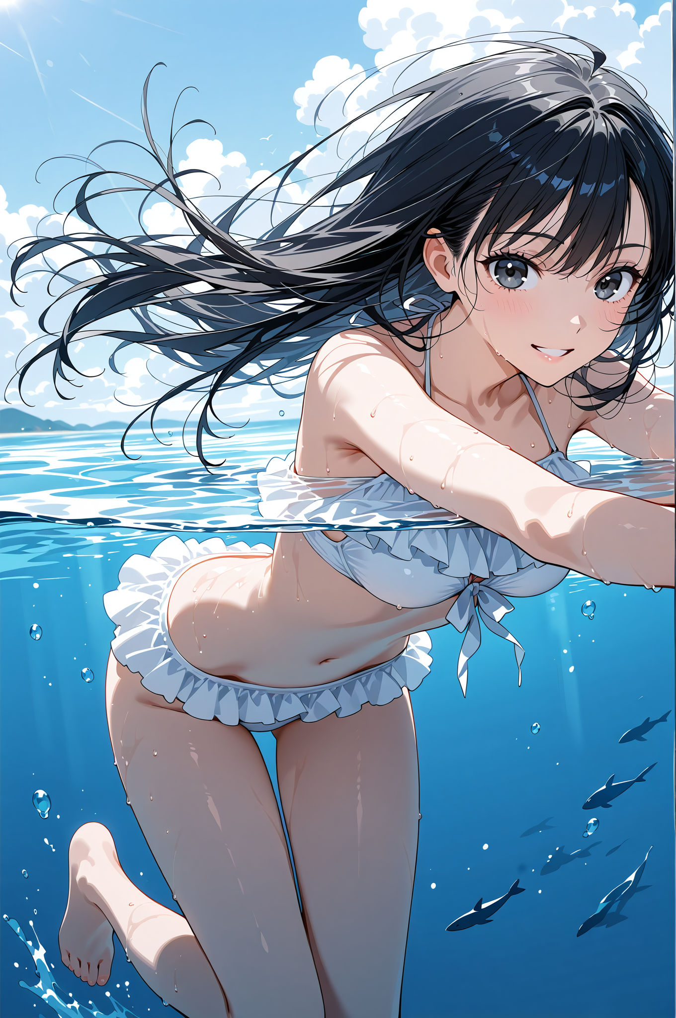 清涼感あふれる水中ポートレート #美少女 #アニメ調 #かわいい