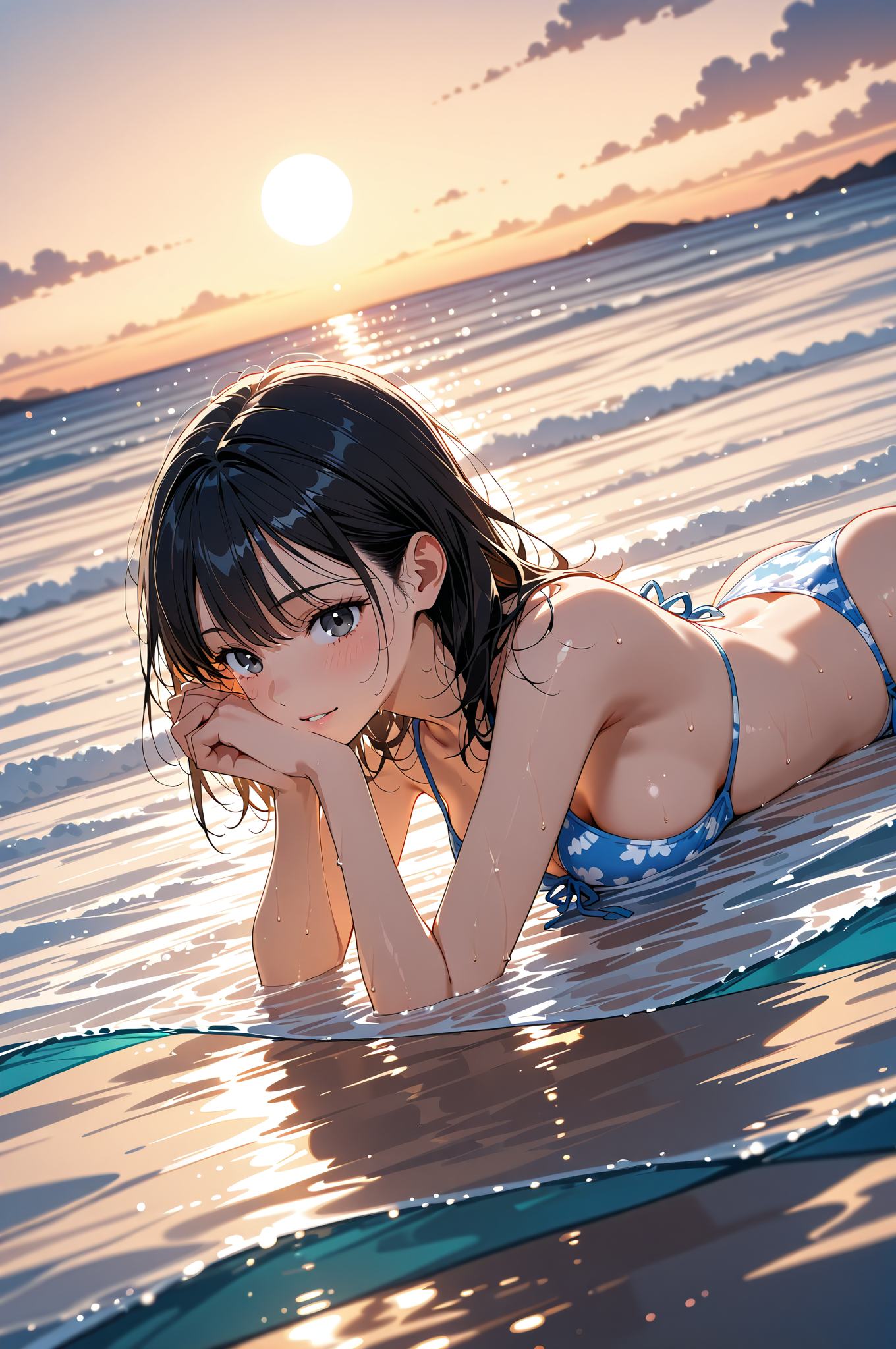 夕焼けビーチの水着姿ポートレート #美少女 #水着 #屋外