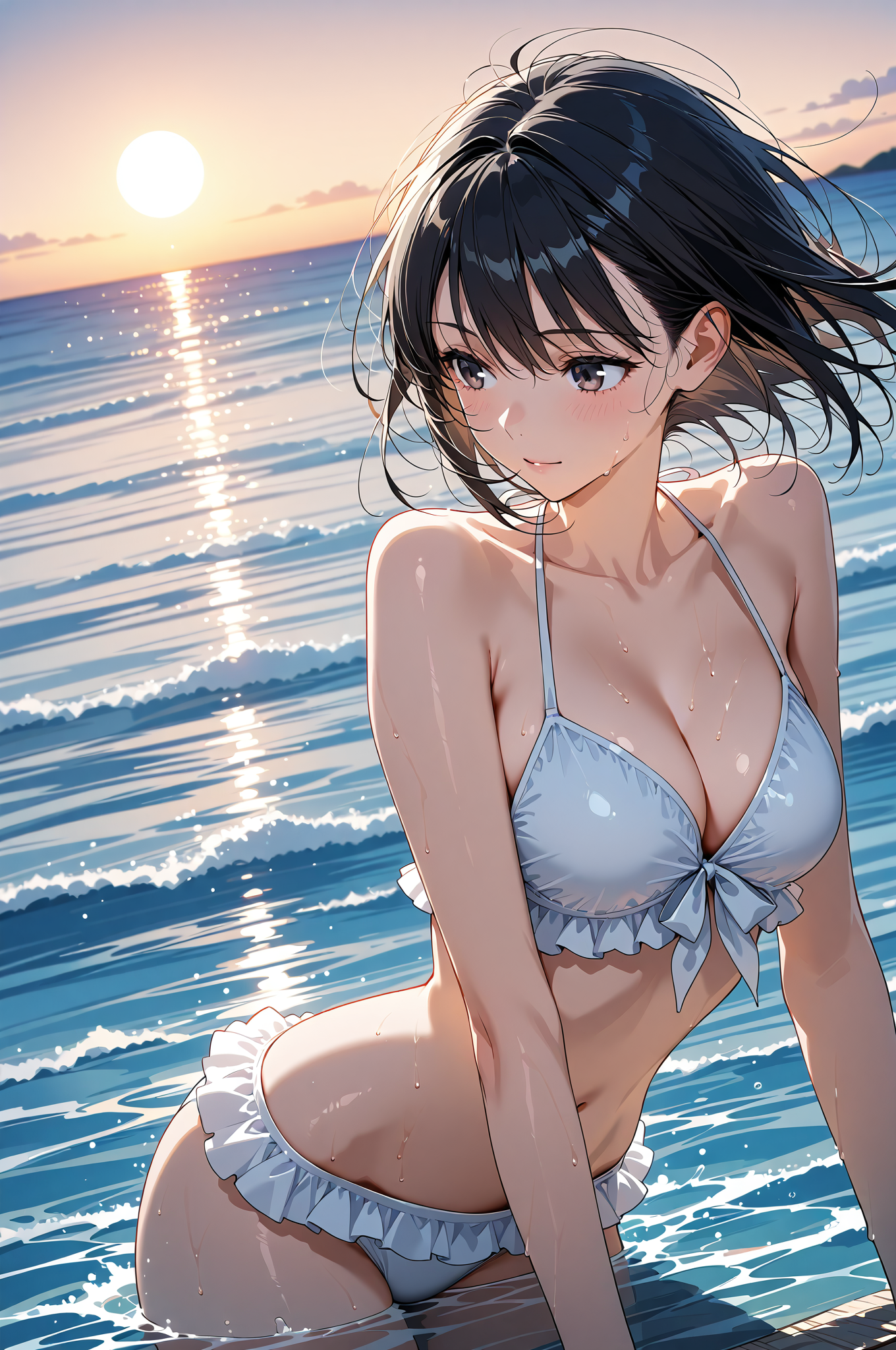夏の浜辺でほほ笑む少女 #美少女 #水着 #屋外