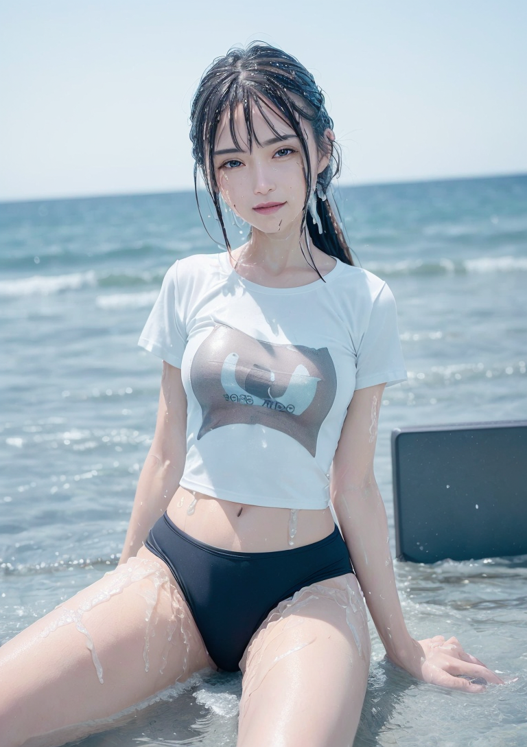 海辺の清涼感、白Tシャツのポートレート #美少女 #海 #夏