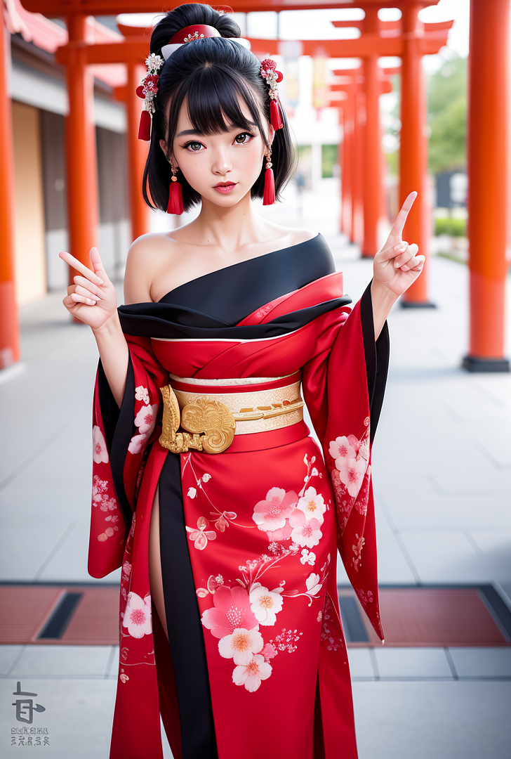 赤い着物の美少女ポートレート #美少女 #着物 #神社