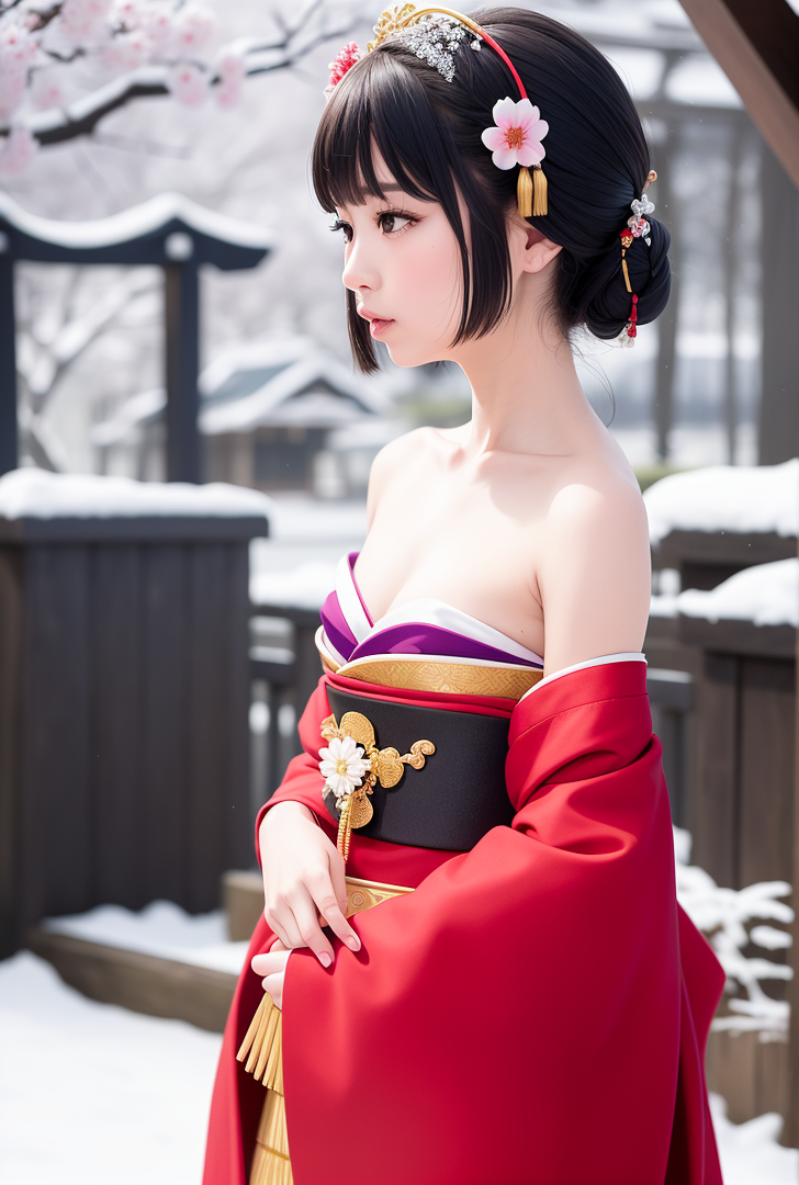 雪の古都で凛とした和装美少女 #美少女 #和風 #古典