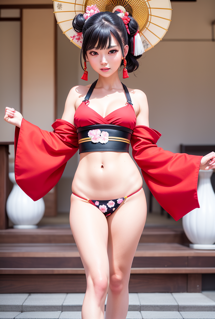 麦わら傘と花飾りの和装ポートレート #和装 #美少女 #艶やか