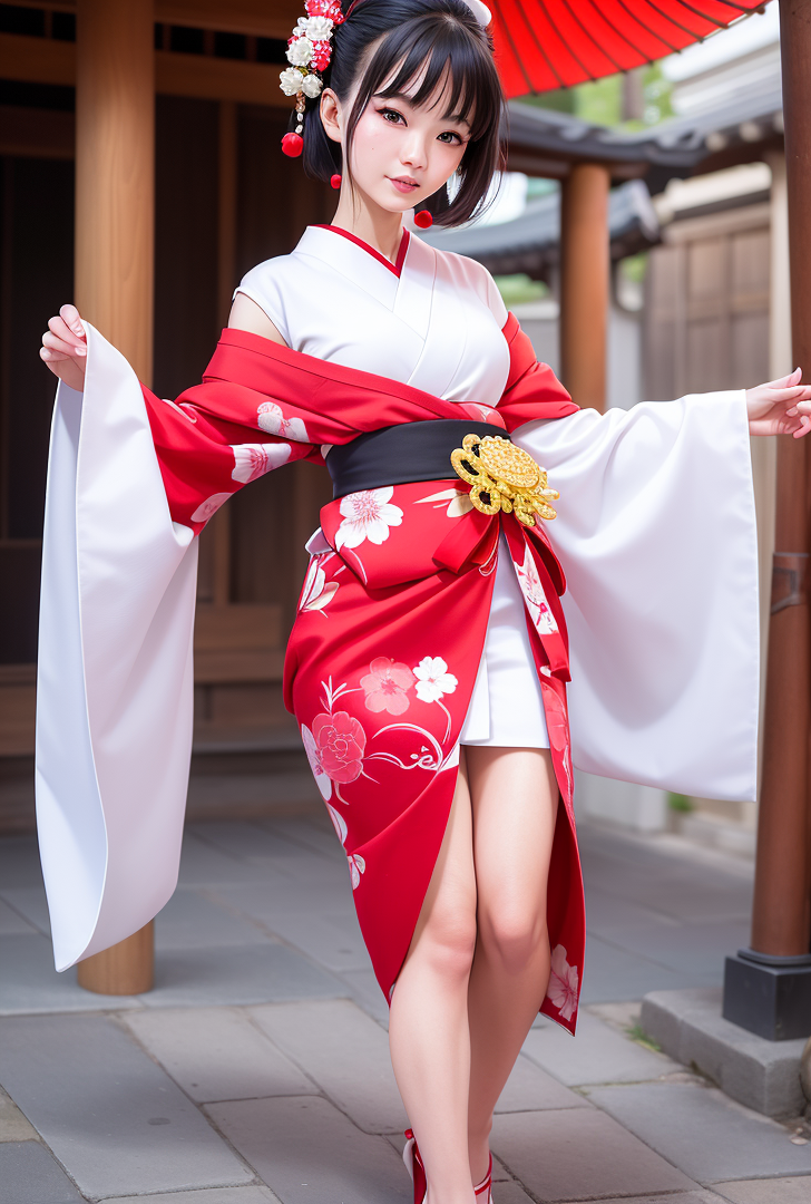 赤白の花柄着物を優雅に着こなす美少女 #着物 #美少女 #古典美
