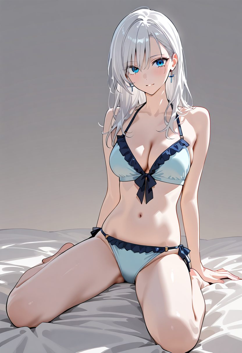 青と白のアニメ調ポートレート #美少女 #アニメ調 #かわいい