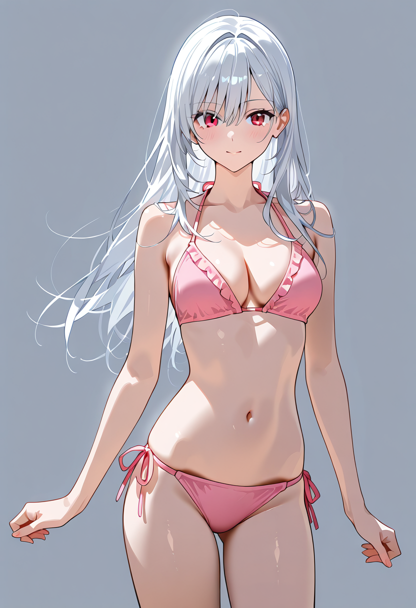 白髪美少女のアニメ調ポートレート #美少女 #アニメ #水着