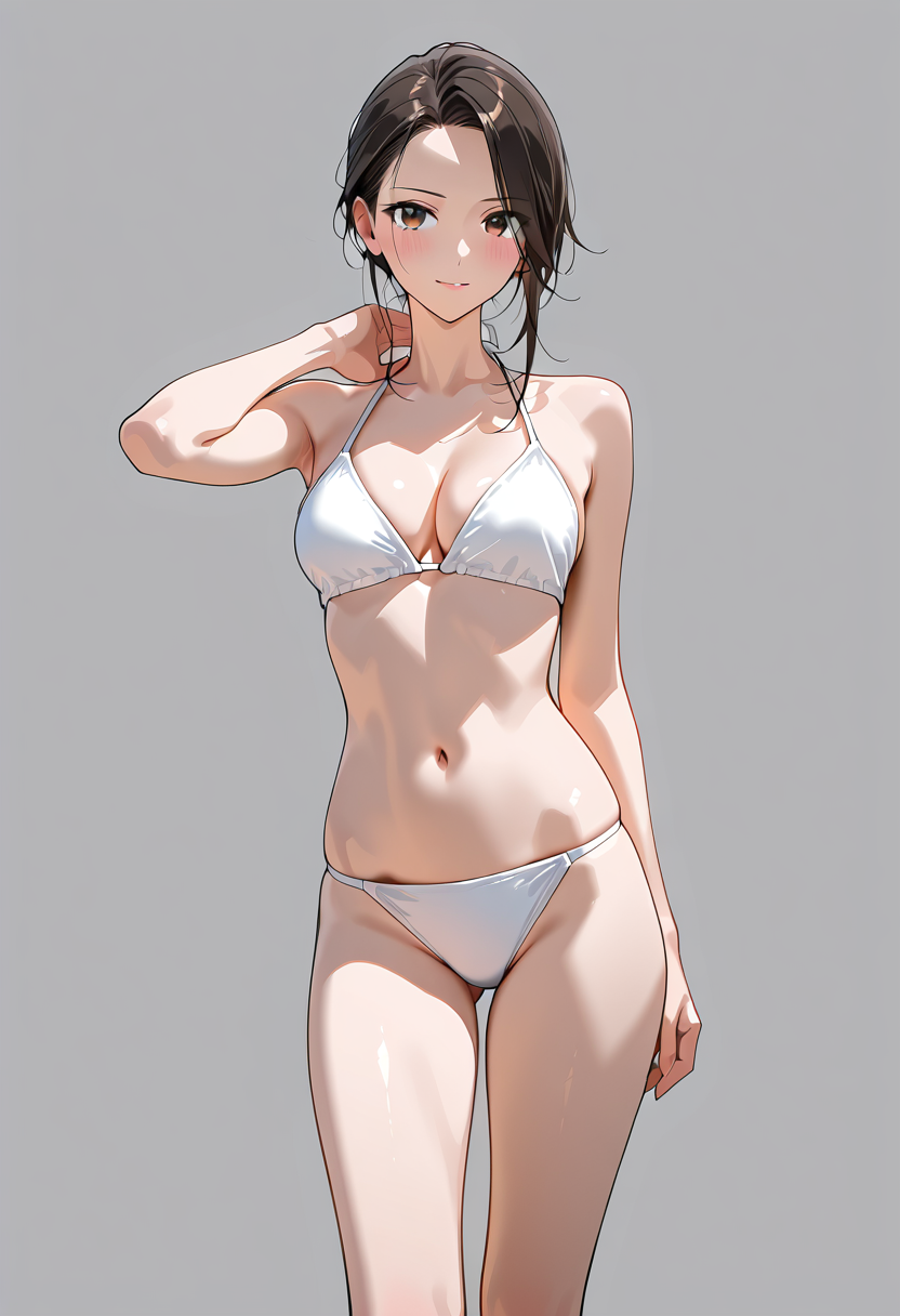 白いビキニのアニメ調ポートレート #美少女 #水着 #ビキニ