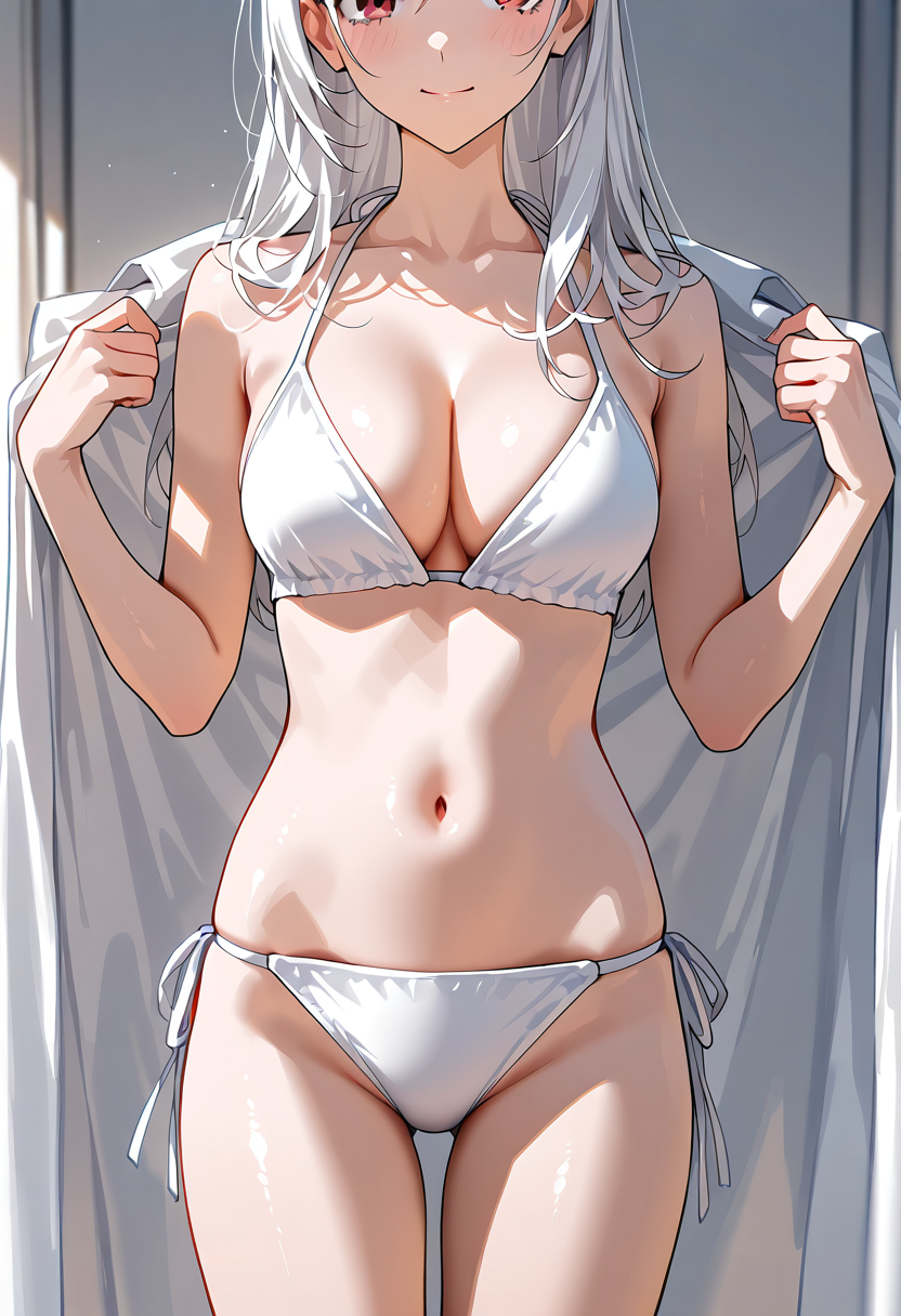 白いリボンを身につけたアニメ調美少女ポートレート #美少女 #アニメ調 #かわいい
