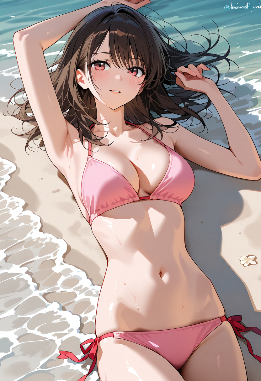 ピンクビキニの浜辺ポートレート #水着 #ビキニ #美少女
