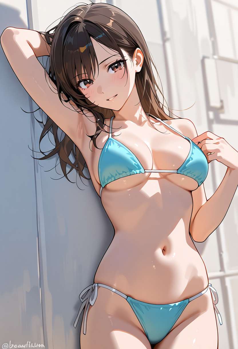 青いビキニの美少女ポートレート #美少女 #肌 #顔