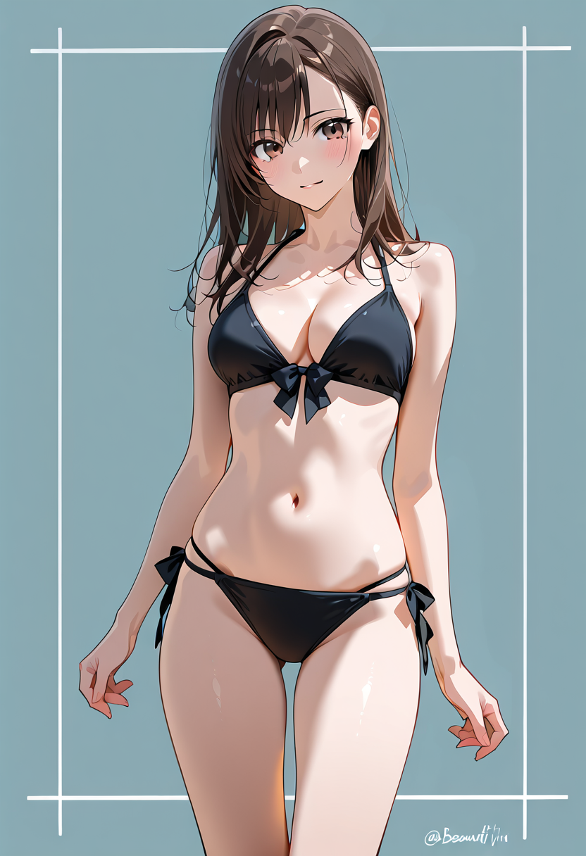 黒ビキニの美少女ポートレート #美少女 #水着 #ビキニ