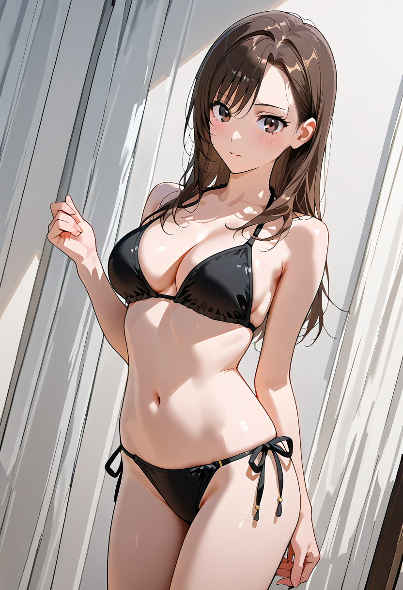 黒いビキニの美少女ポートレート #美少女 #アニメ調 #ポートレート