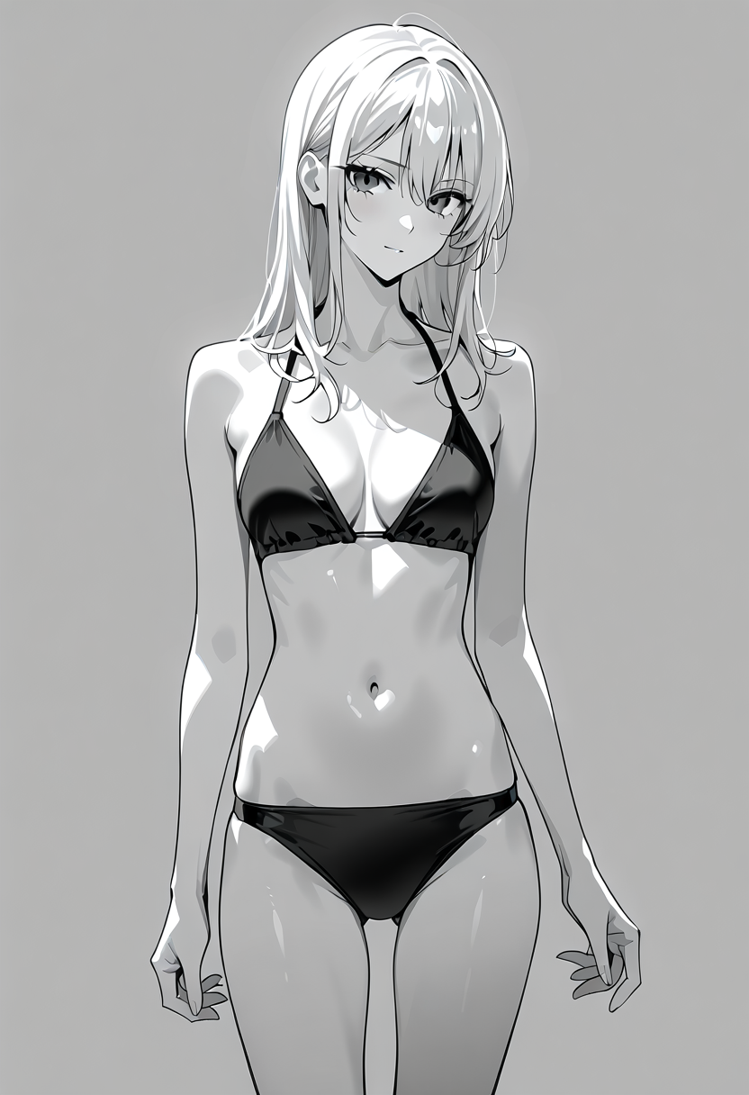 モノクロームの優雅なポートレート #美少女 #アニメ調 #かわいい