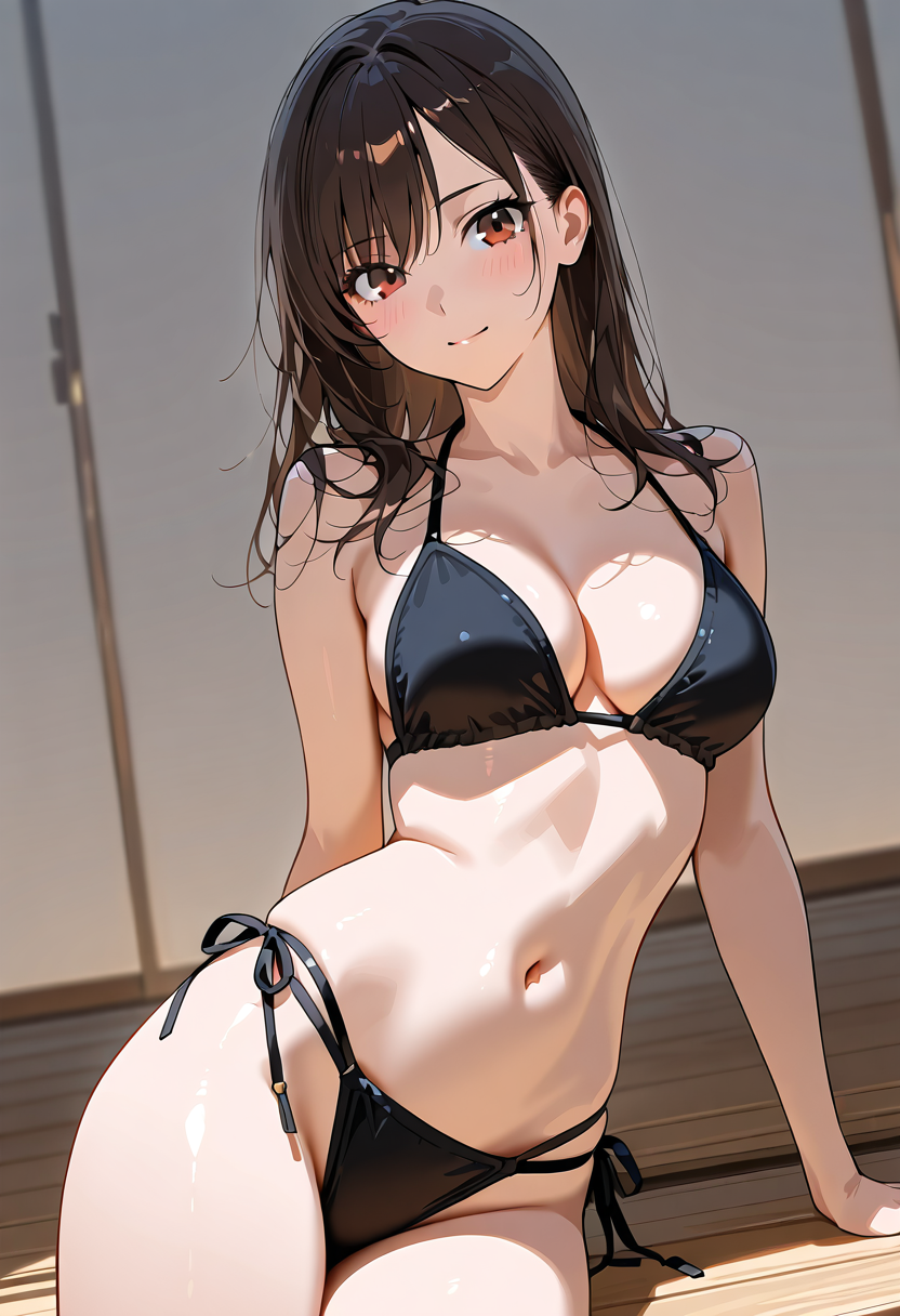 黒いビキニ姿の長髪美少女 #美少女 #長髪 #優雅