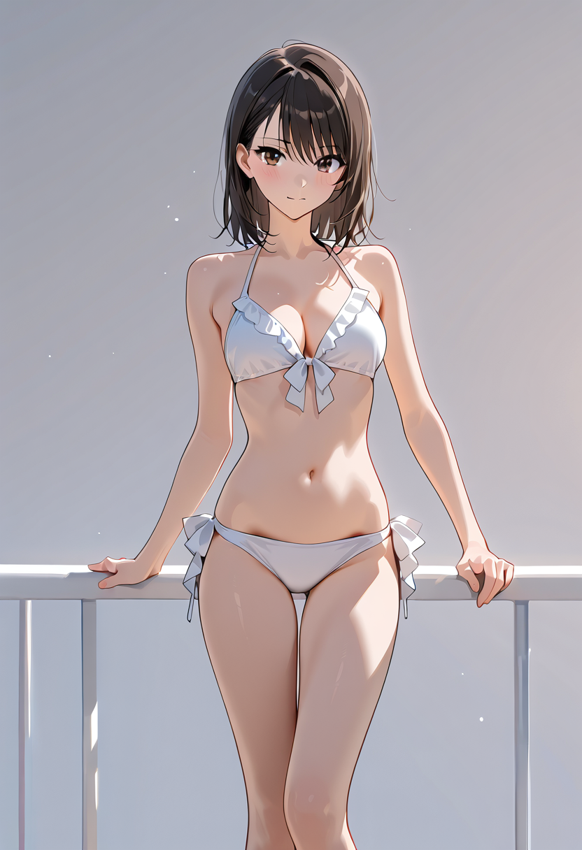白いリボン付きビキニの清楚な美少女ポートレート #美少女 #水着 #グラビア