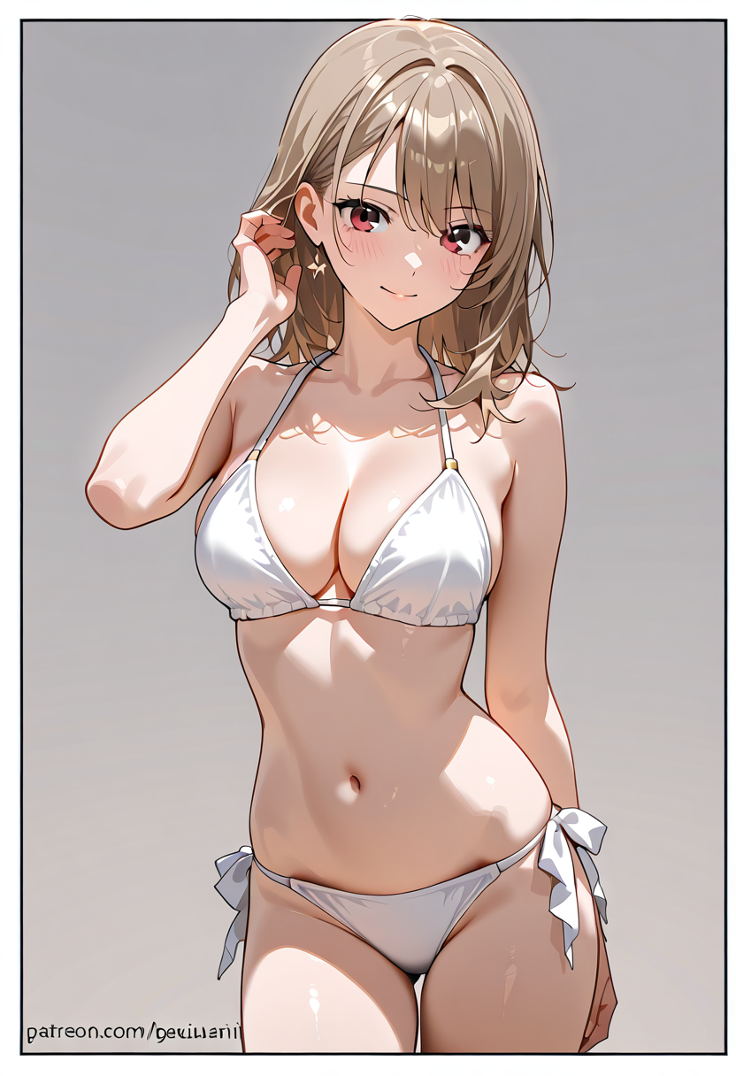 白いビキニの美少女ポートレート #美少女 #水着 #アニメ調