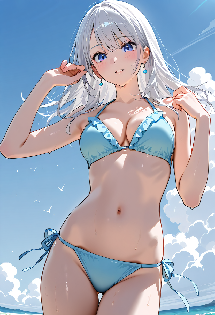 青空を背景にした爽やかなポートレート #アニメ #美少女 #青空
