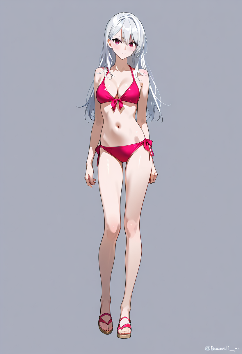 白髪ロングヘアの涼しげなアニメ調ポートレート #美少女 #アニメ調 #かわいい