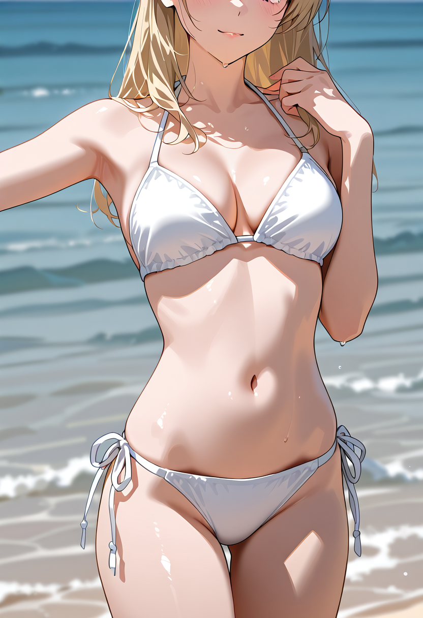 白いビキニの少女、海辺のポートレート #水着 #美少女 #ビキニ