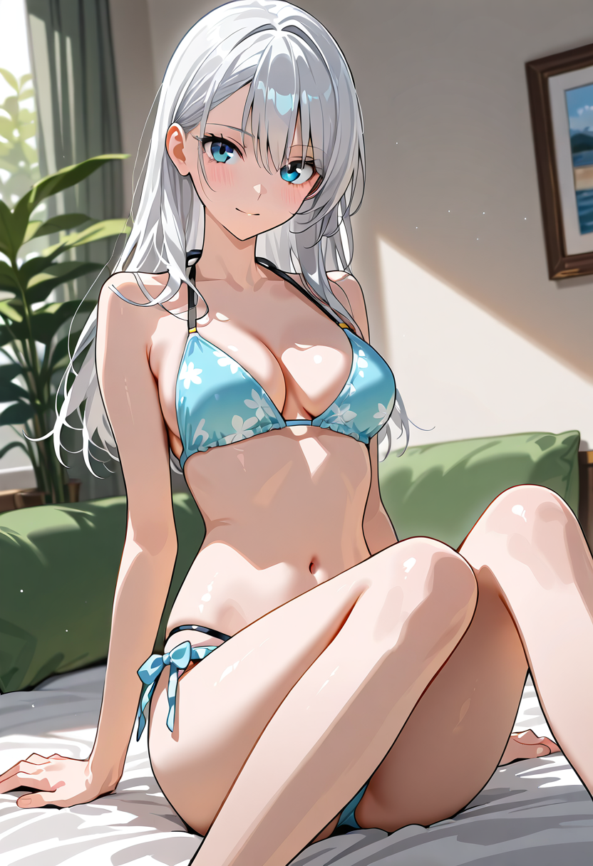 白髪美少女のリラックスポートレート #アニメ #美少女 #かわいい