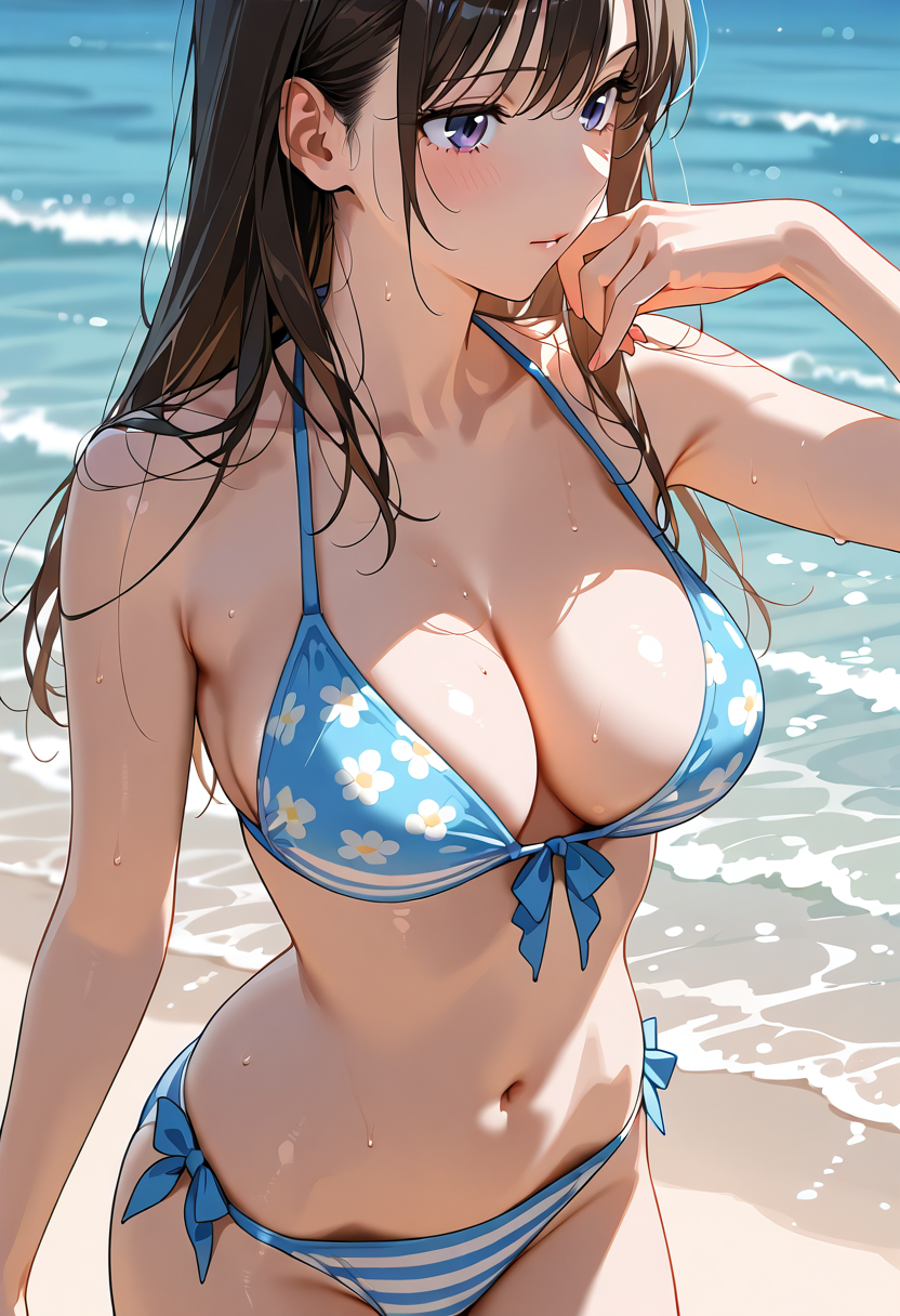 海辺で笑顔のビキニポートレート #水着 #ビキニ #美少女
