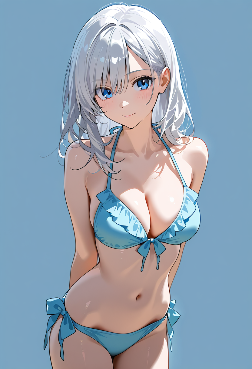 青い瞳の白髪美少女、優しい笑顔のアニメ調ポートレート #美少女 #アニメ調 #可愛い