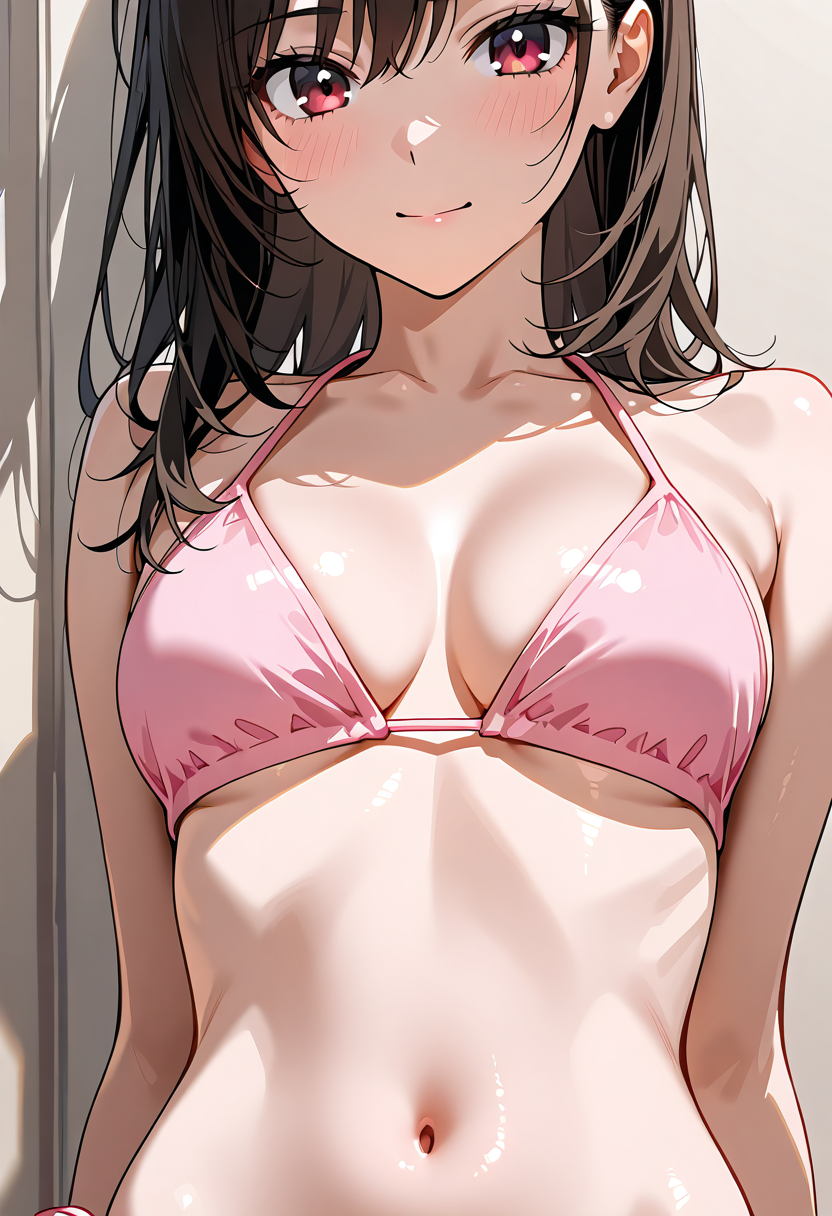 ピンク瞳の美少女ポートレート #アニメ調 #美少女 #かわいい