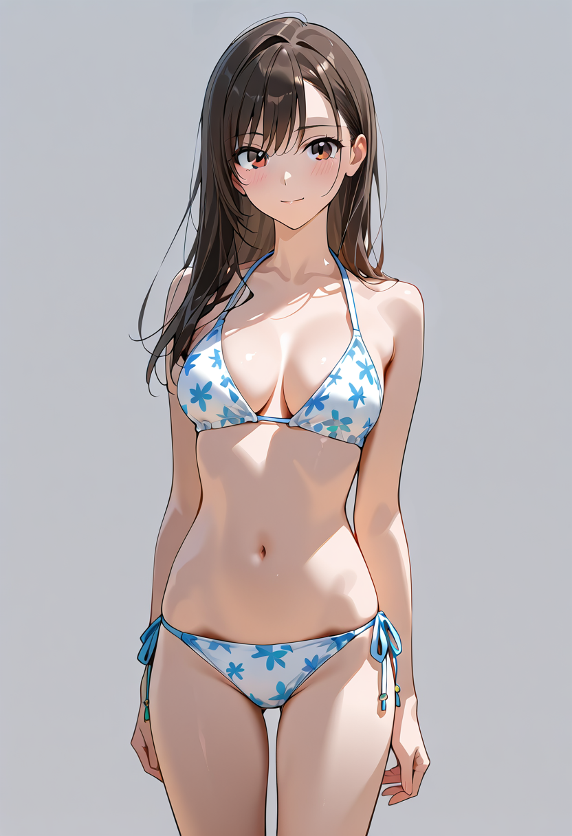 青い花柄ビキニの美少女ポートレート #美少女 #水着 #ビキニ