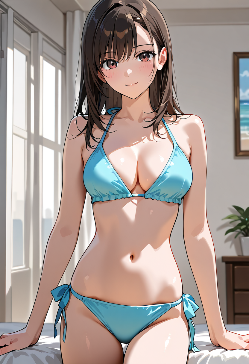 青いビキニの美少女ポートレート #美少女 #水着 #ビキニ