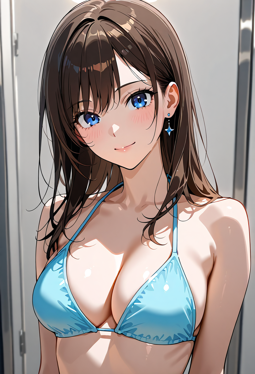 青いビキニの清楚な笑顔ポートレート #アニメ調 #美少女 #かわいい