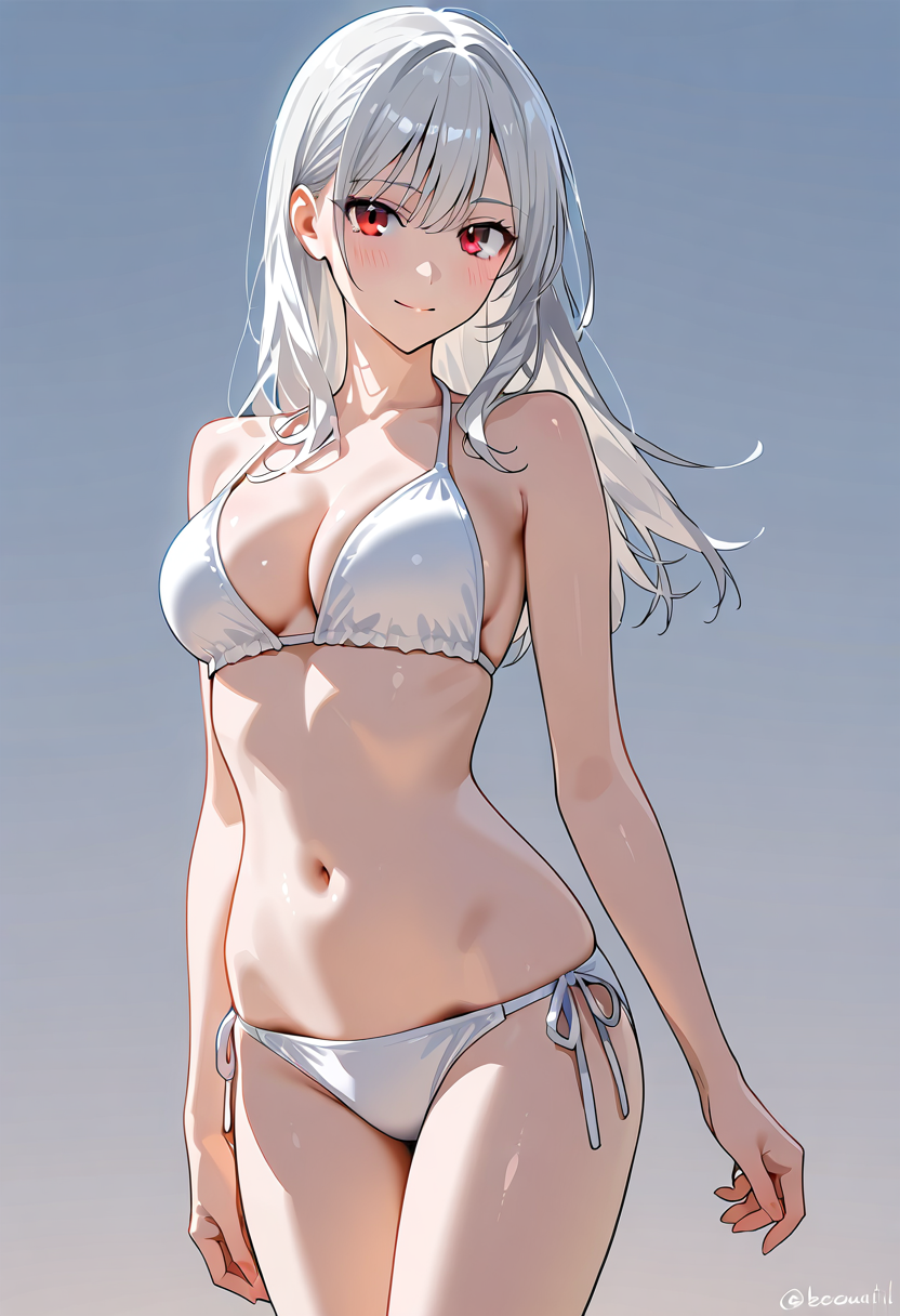 白髪の美少女、爽やかな笑顔のアニメ調ポートレート #美少女 #アニメ調 #笑顔